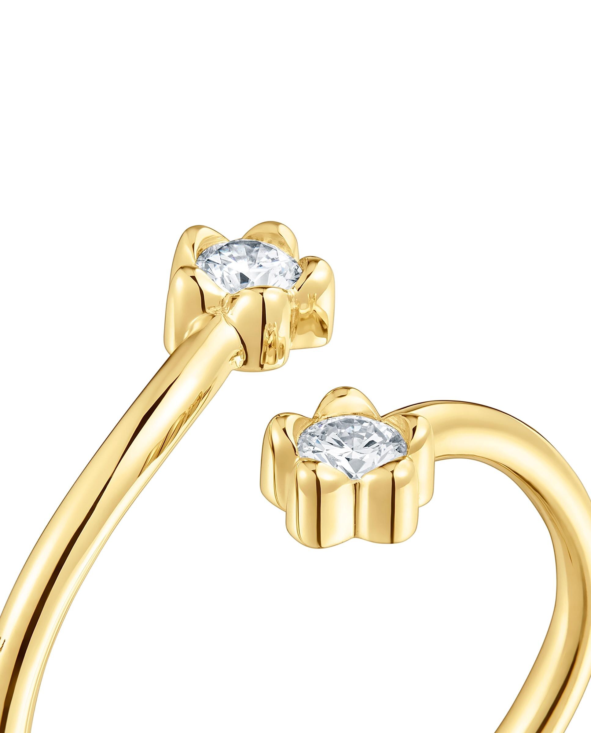 Anel com Pedras Lili de Ouro com Diamantes Criados em Laboratório Branco-4