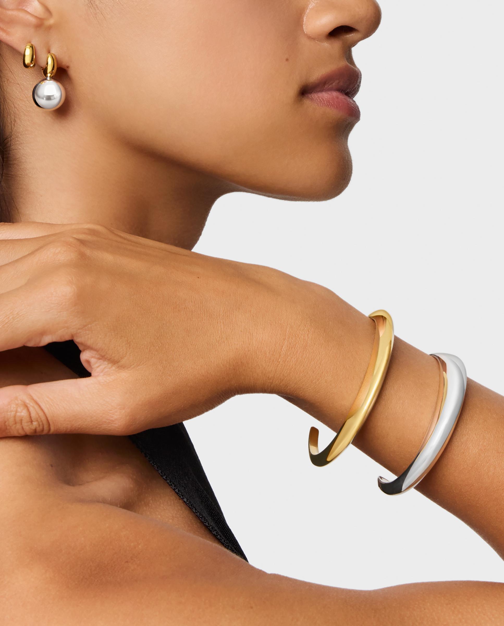 Pulseira Rígida Warm Escrava Banhada a Ouro 18 Kt em Prata Dourado-5