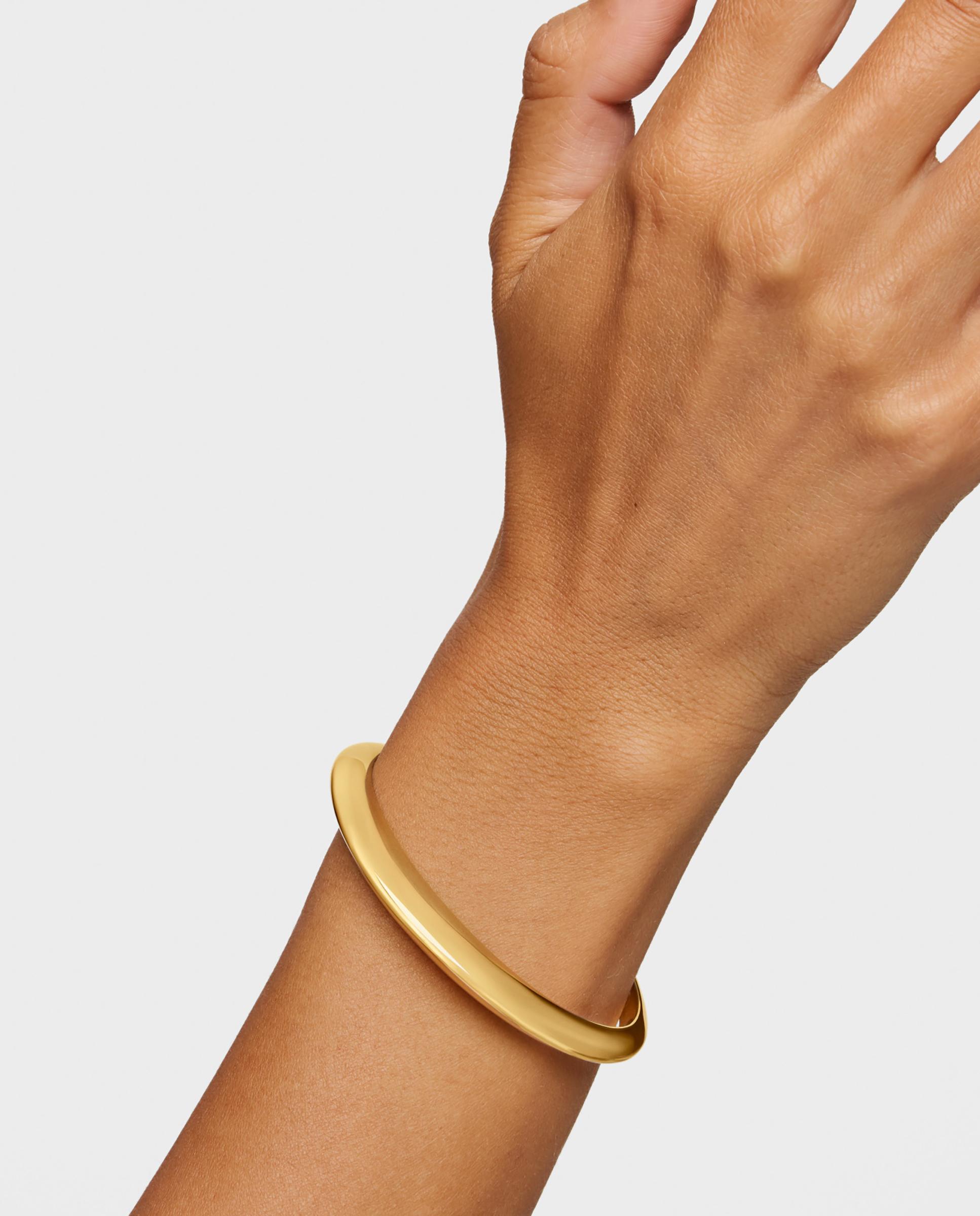 Pulseira Rígida Warm Escrava Banhada a Ouro 18 Kt em Prata Dourado-6