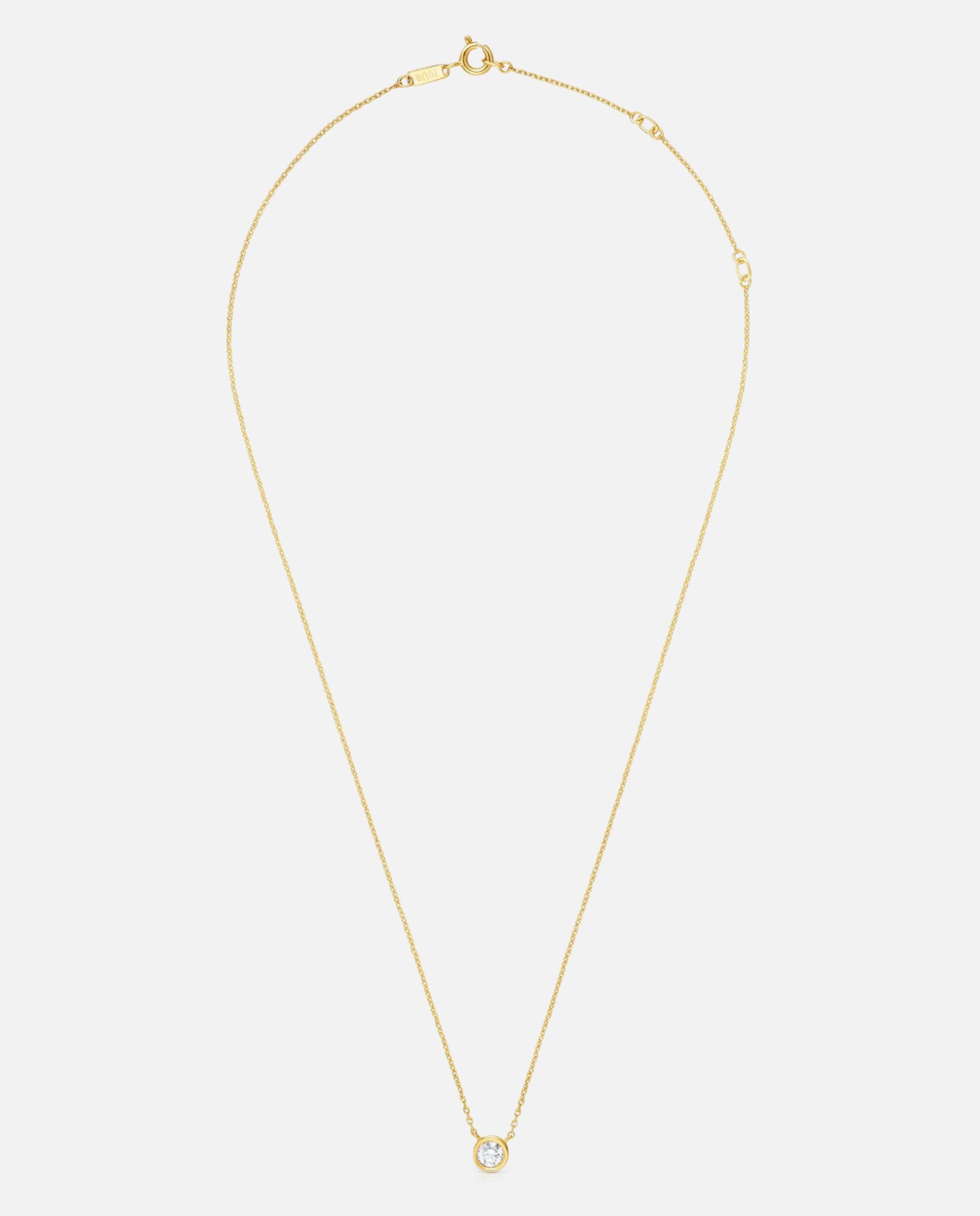 Colar Line Curto Banhado em 18 Kt Sobre Prata e Diamante Criado em Laboratório Branco-1