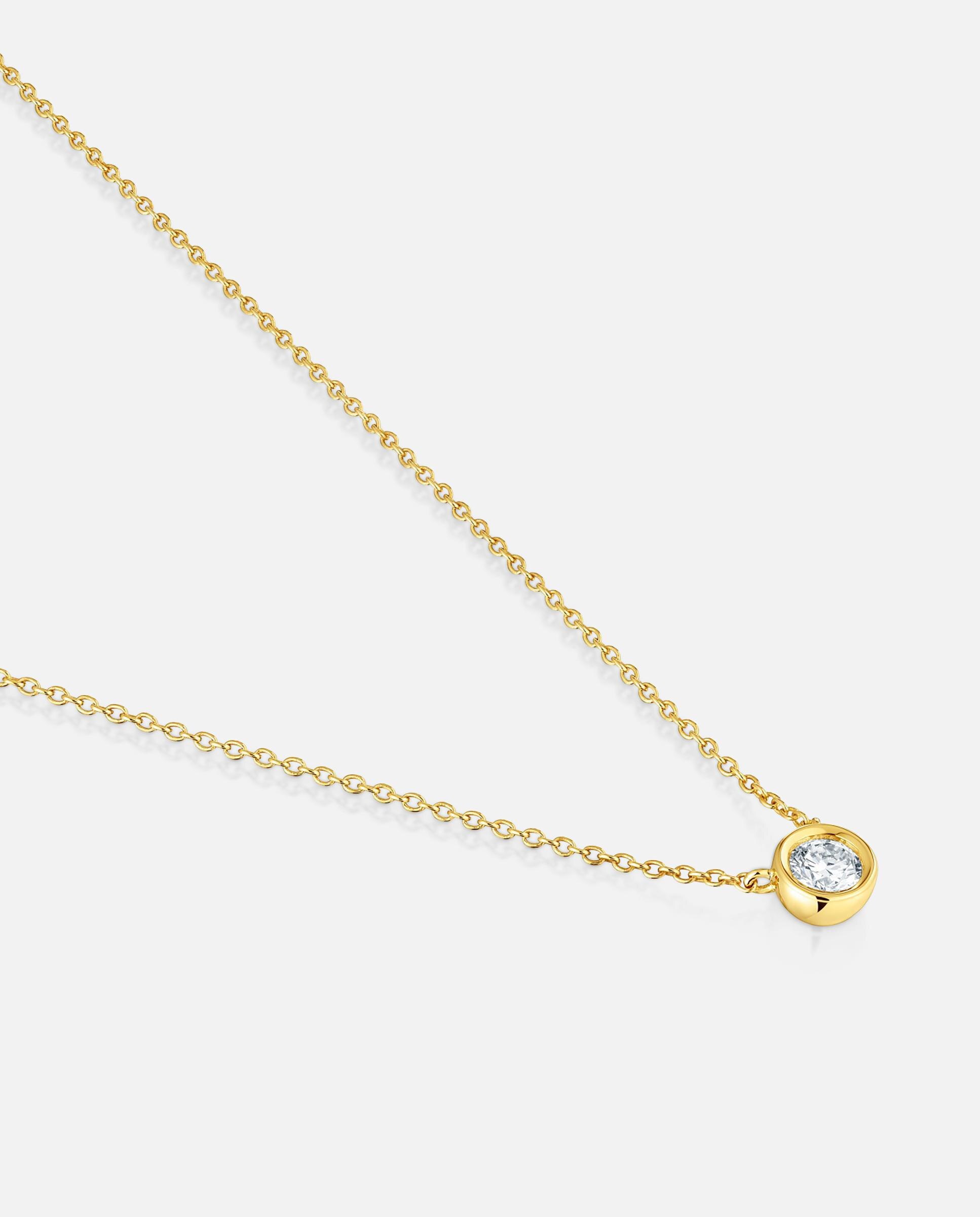 Colar Line Curto Banhado em 18 Kt Sobre Prata e Diamante Criado em Laboratório Branco-2