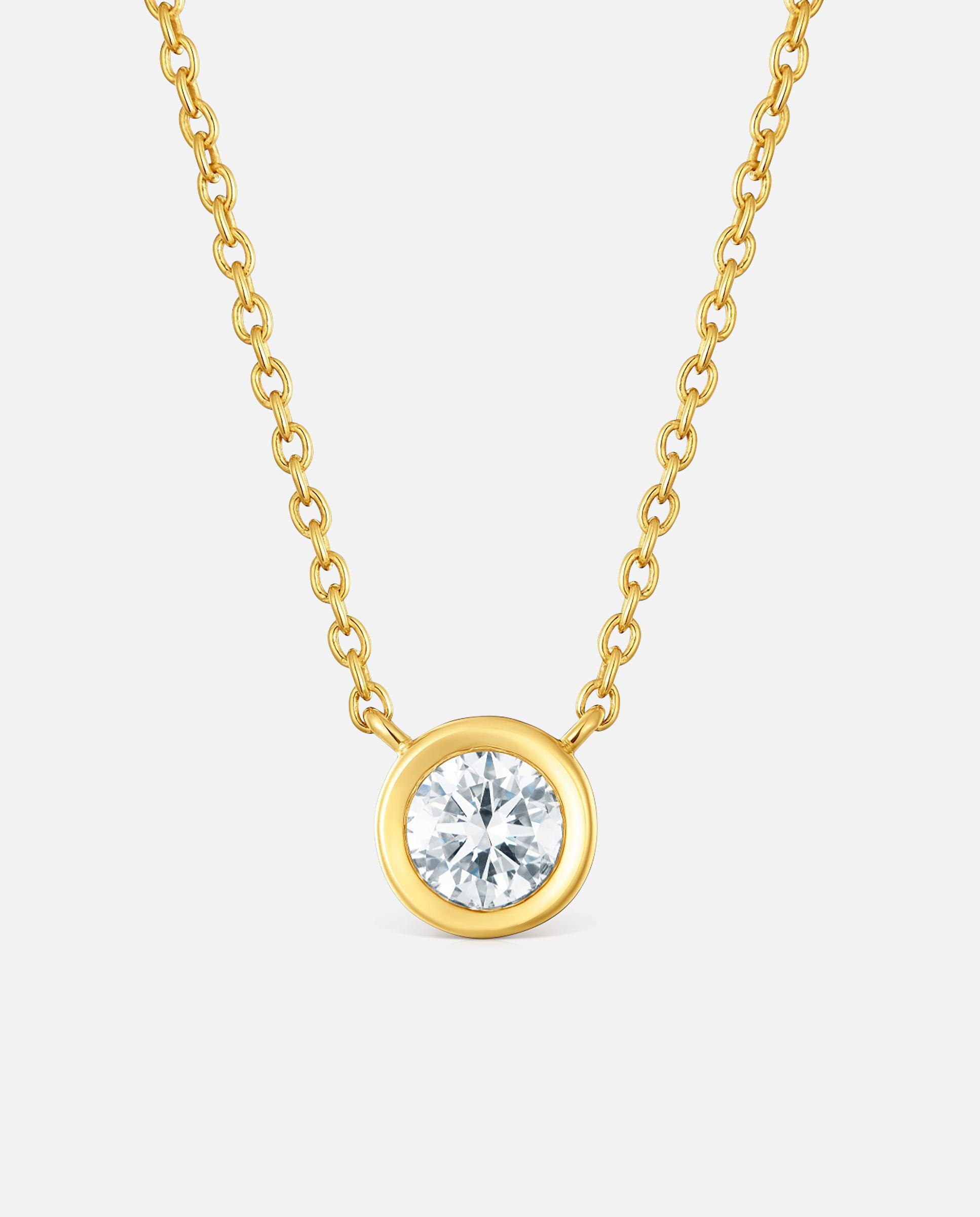 Colar Line Curto Banhado em 18 Kt Sobre Prata e Diamante Criado em Laboratório Branco-3