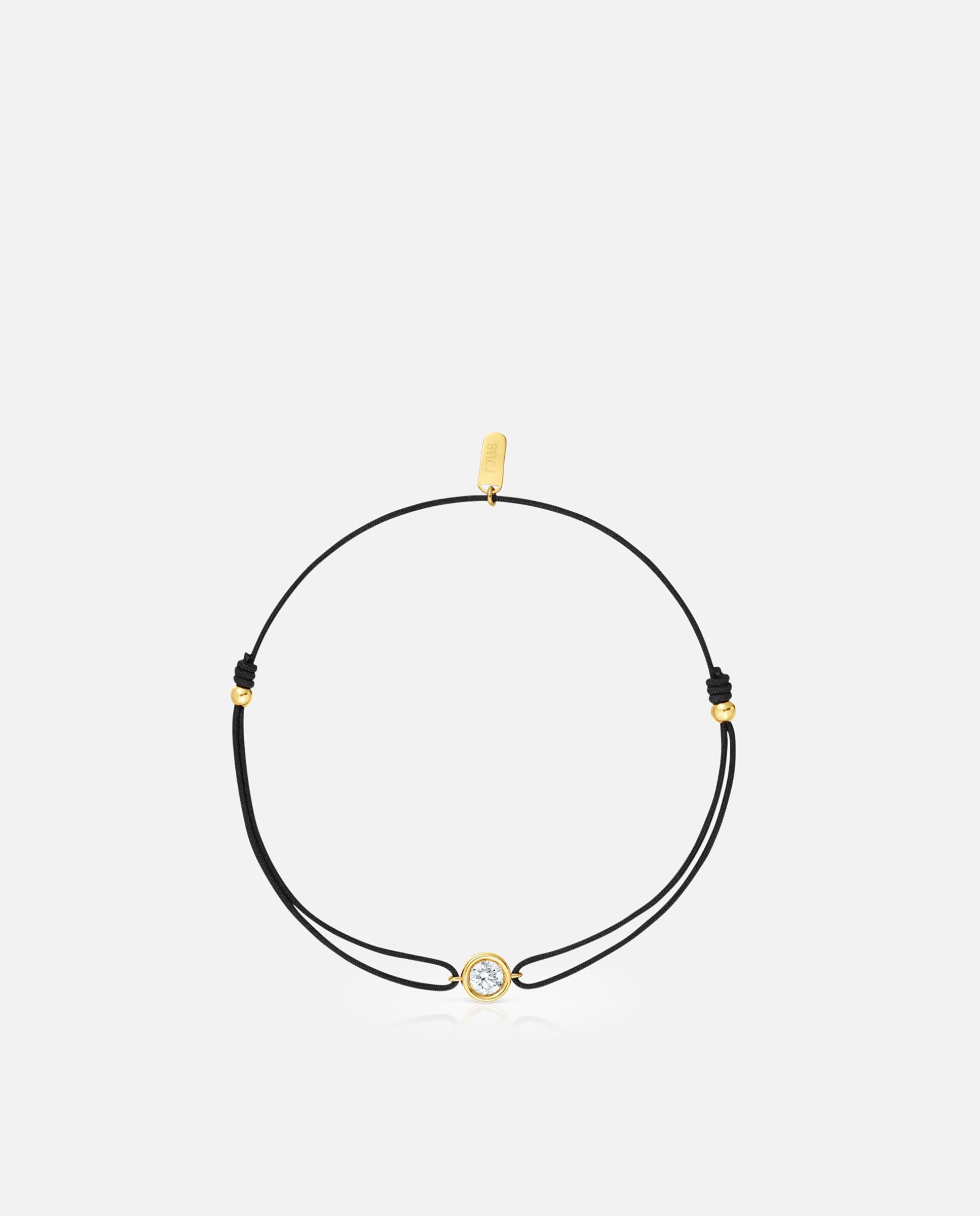Pulseira de Cordão Line Lgd de Nylon Banhado em Ouro 18 Kt Sobre Prata e Diamante Criado em Laboratório Branco-2
