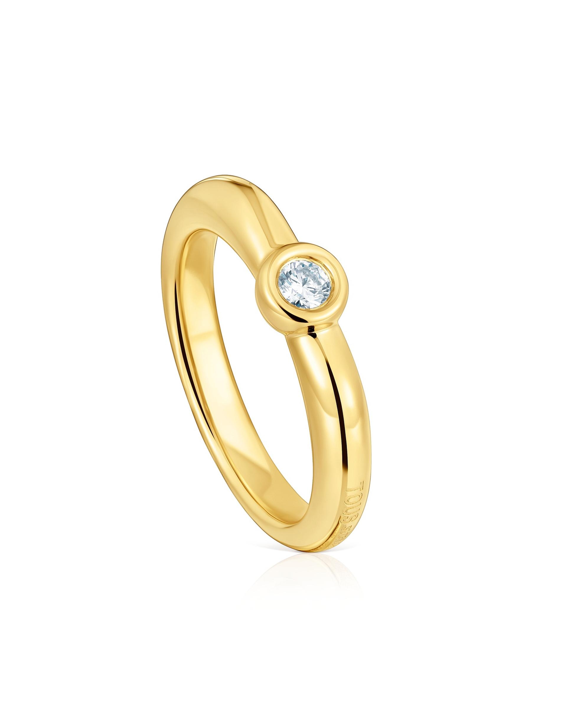 Imagem 0 de Anel com Pedras Line Largo Banhado em 18 Kt em Prata e Diamante Criado em Laboratório