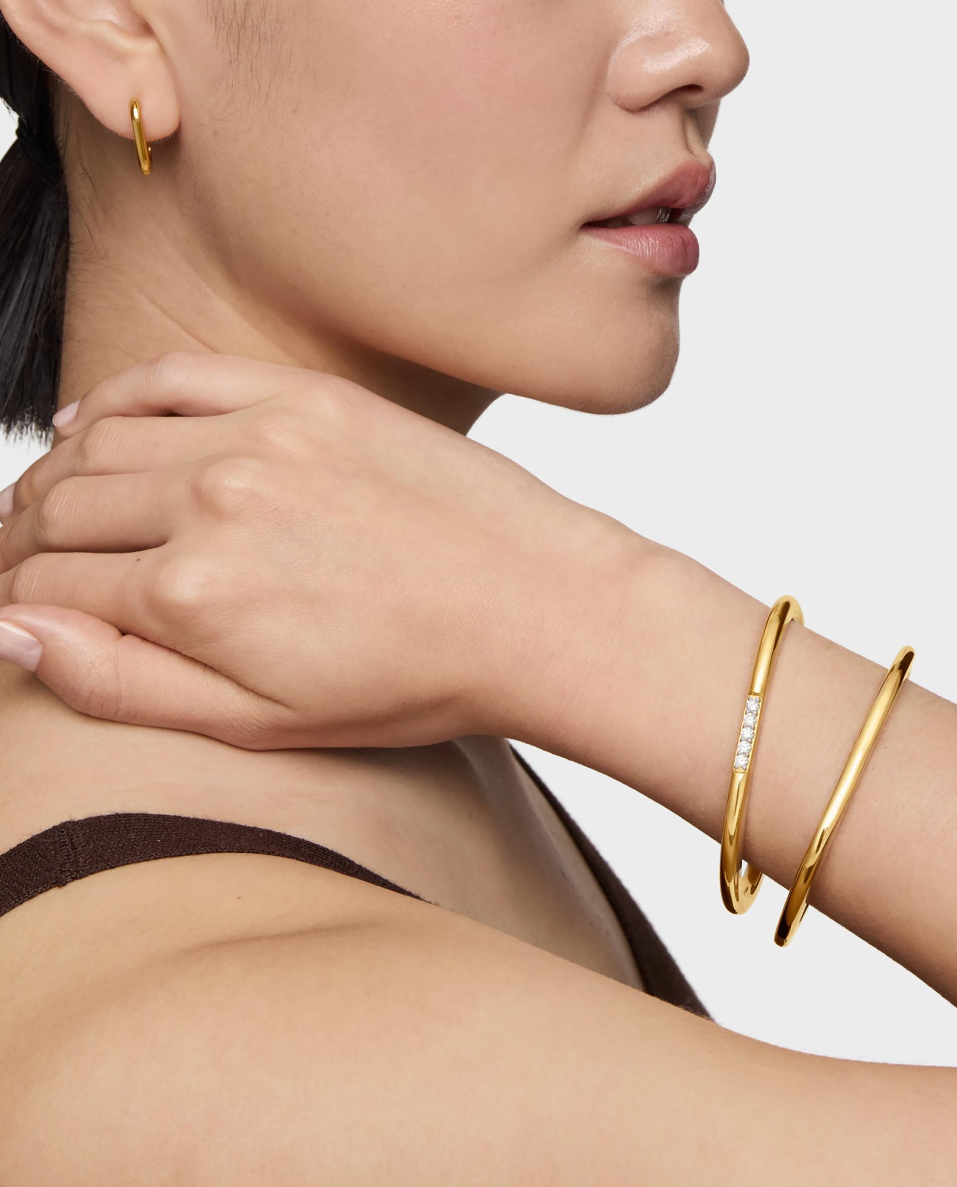 Pulseira Line Banhada em 18 Kt Sobre Prata e Diamantes Criados em Laboratório Branco-5