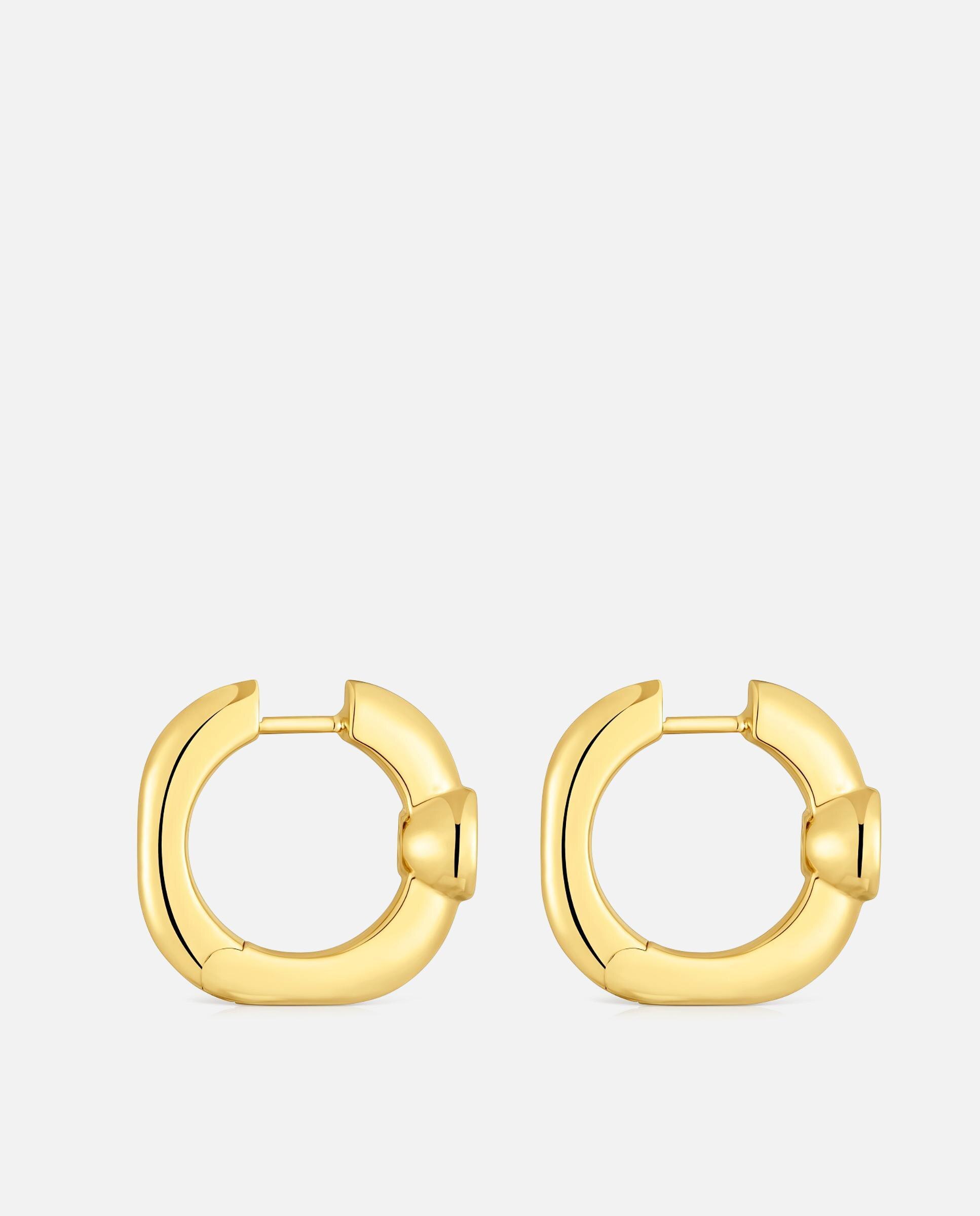 Brincos de Aro Line Banhados em 18 Kt Sobre Prata e Diamantes Criados em Laboratório 18 Mm Branco-2