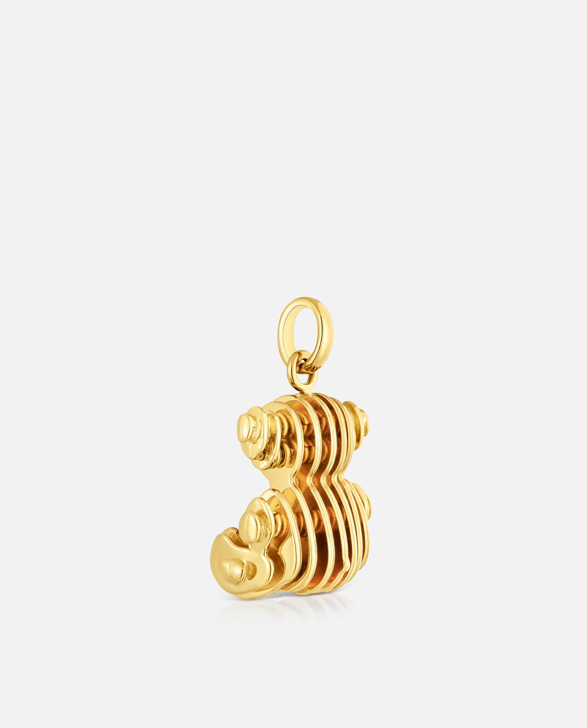 Pendente Bold Bear Urso Banhado em Ouro 18 Kt Sobre Prata Laminada Dourado-3