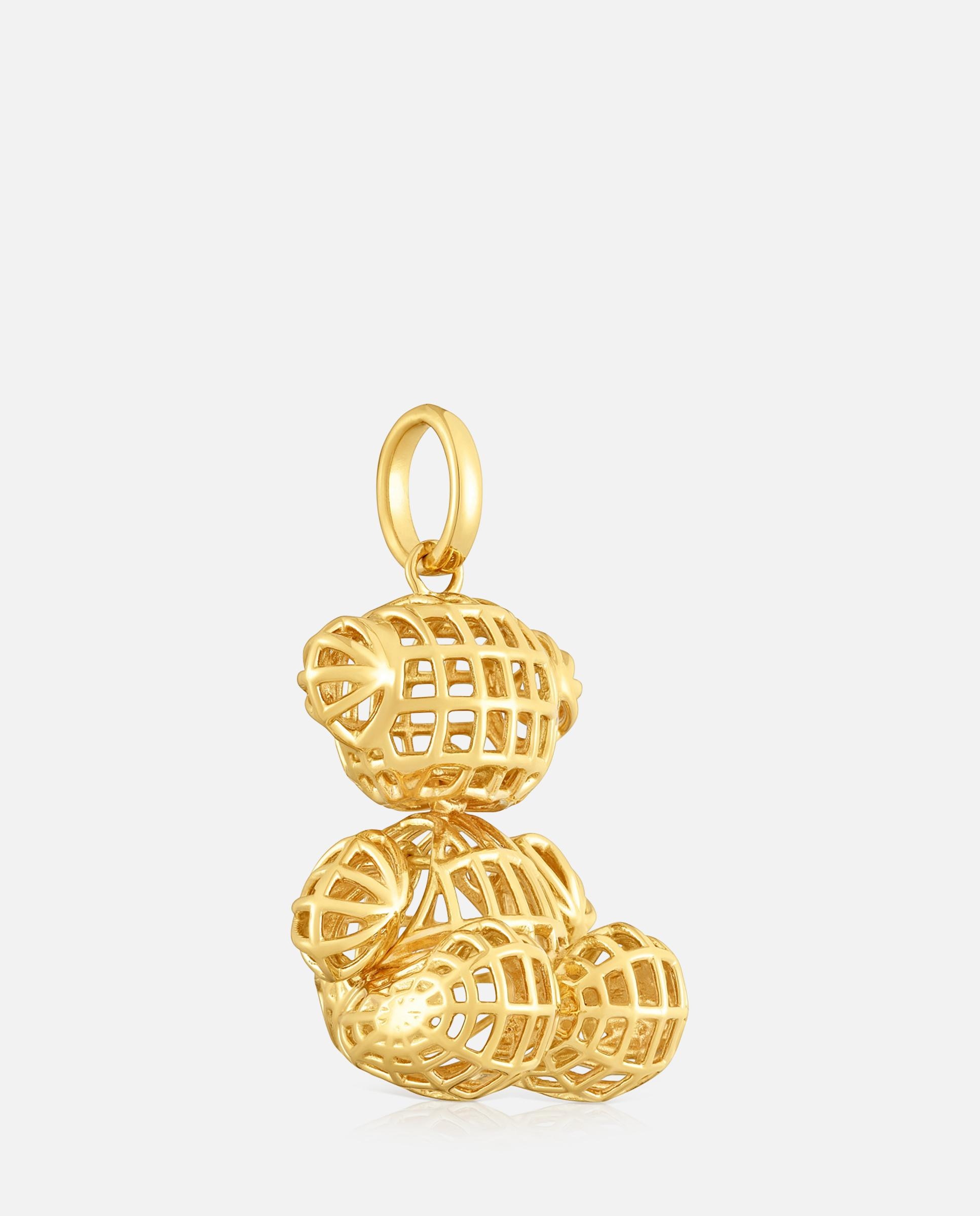 Pendente Bold Bear Urso Perfurado com Banho de Ouro 18 Kt Sobre Prata Dourado-2