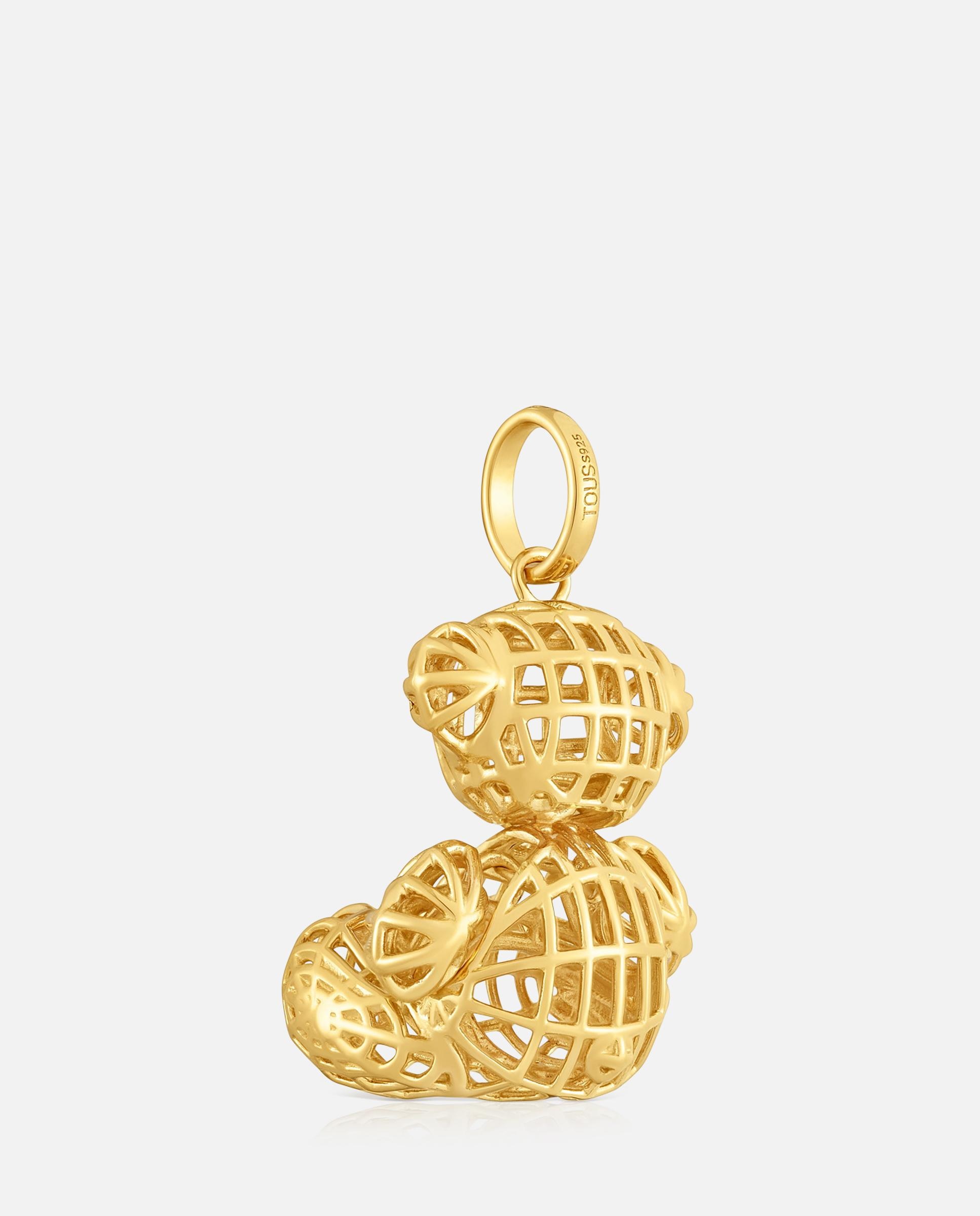 Pendente Bold Bear Urso Perfurado com Banho de Ouro 18 Kt Sobre Prata Dourado-3