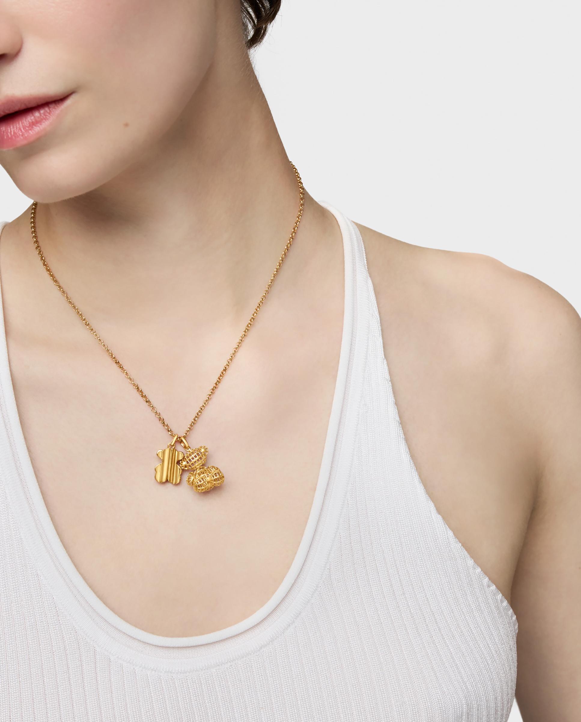 Pendente Bold Bear Urso Perfurado com Banho de Ouro 18 Kt Sobre Prata Dourado-5