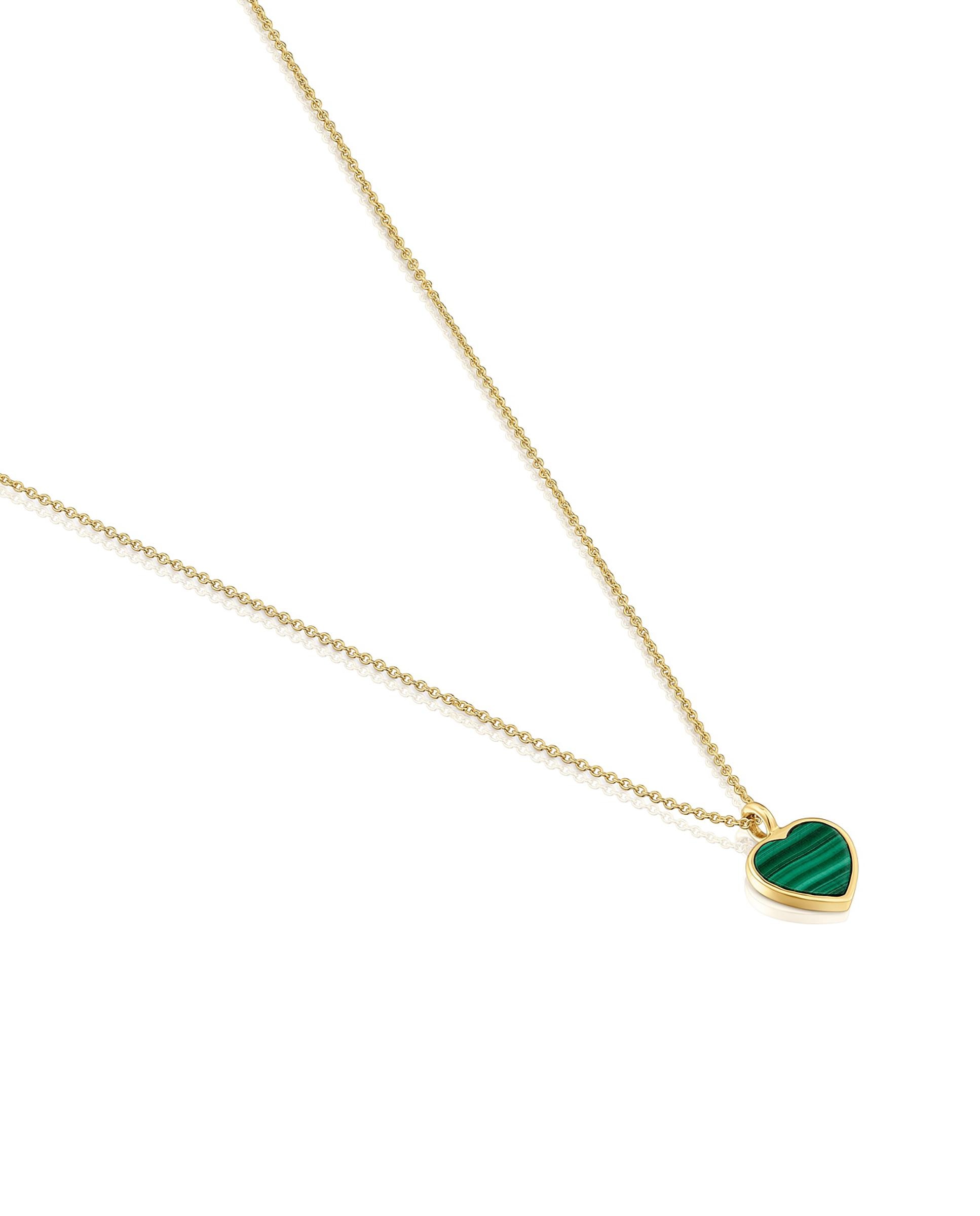 Corrente com Pendente Xxs Curta de Ouro 14 Kt e Malaquita Verde-2