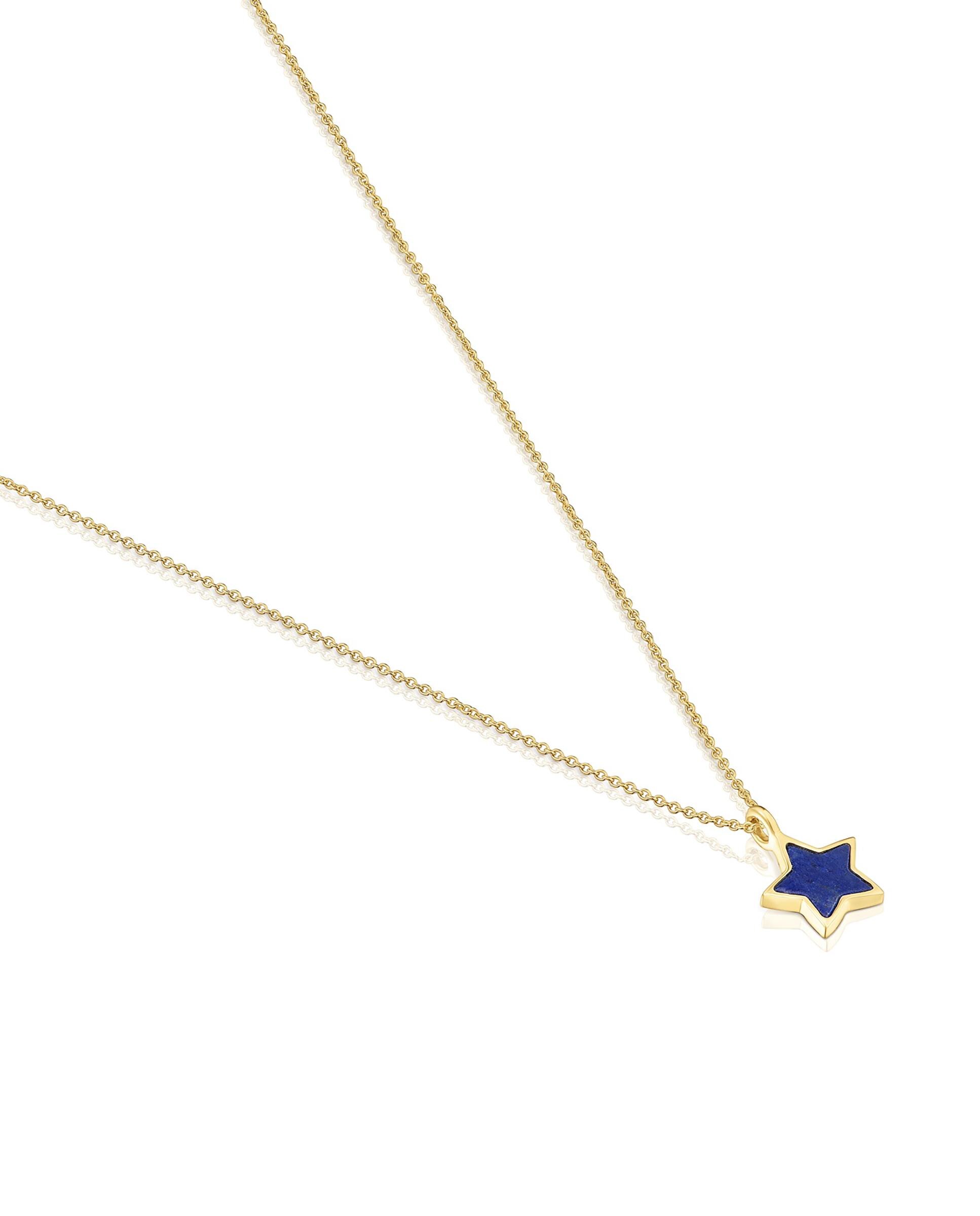Corrente com Pendente Xxs Curta de Ouro 14 Kt e Lápis-lazúli Azul-2