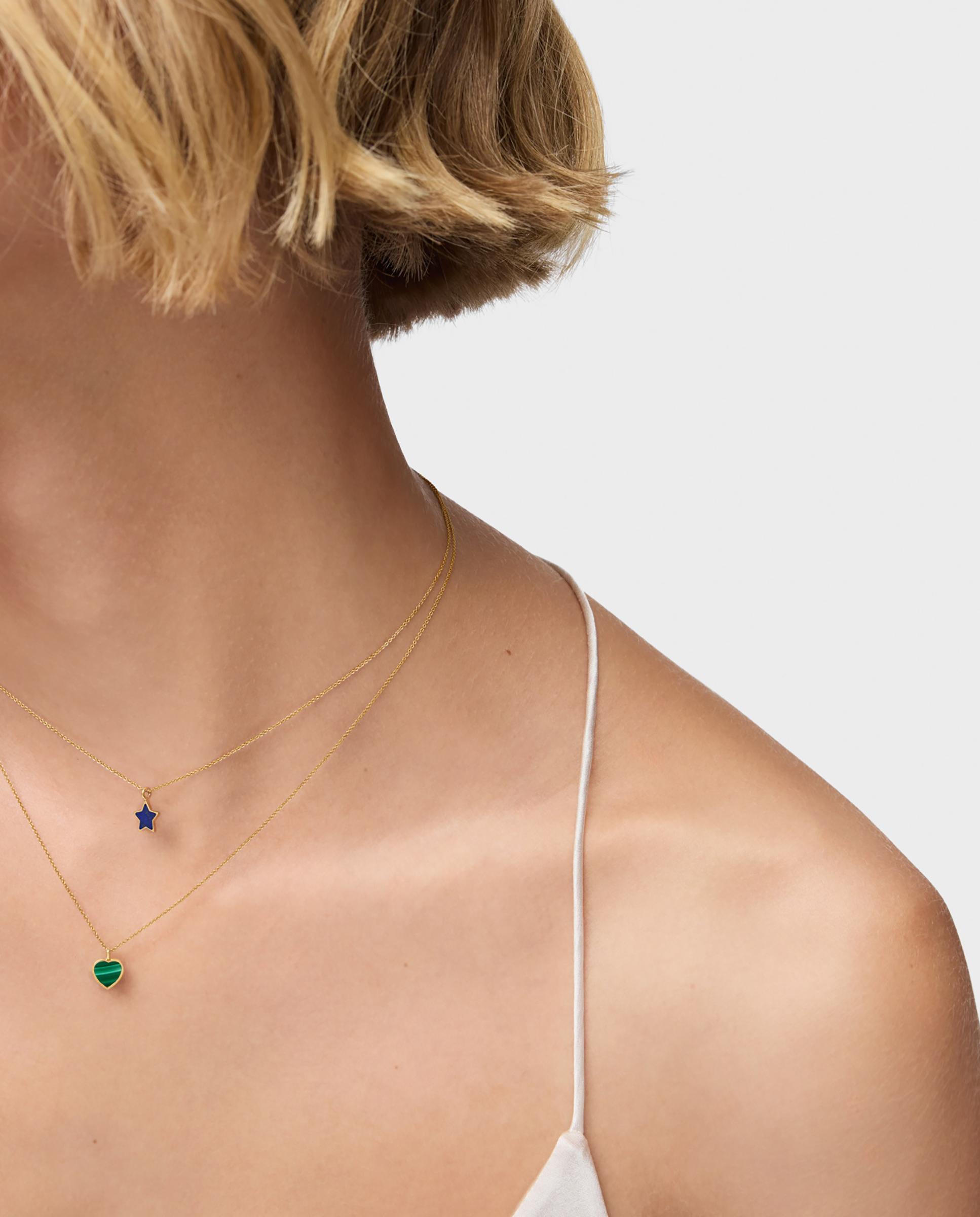 Corrente com Pendente Xxs Curta de Ouro 14 Kt e Lápis-lazúli Azul-4