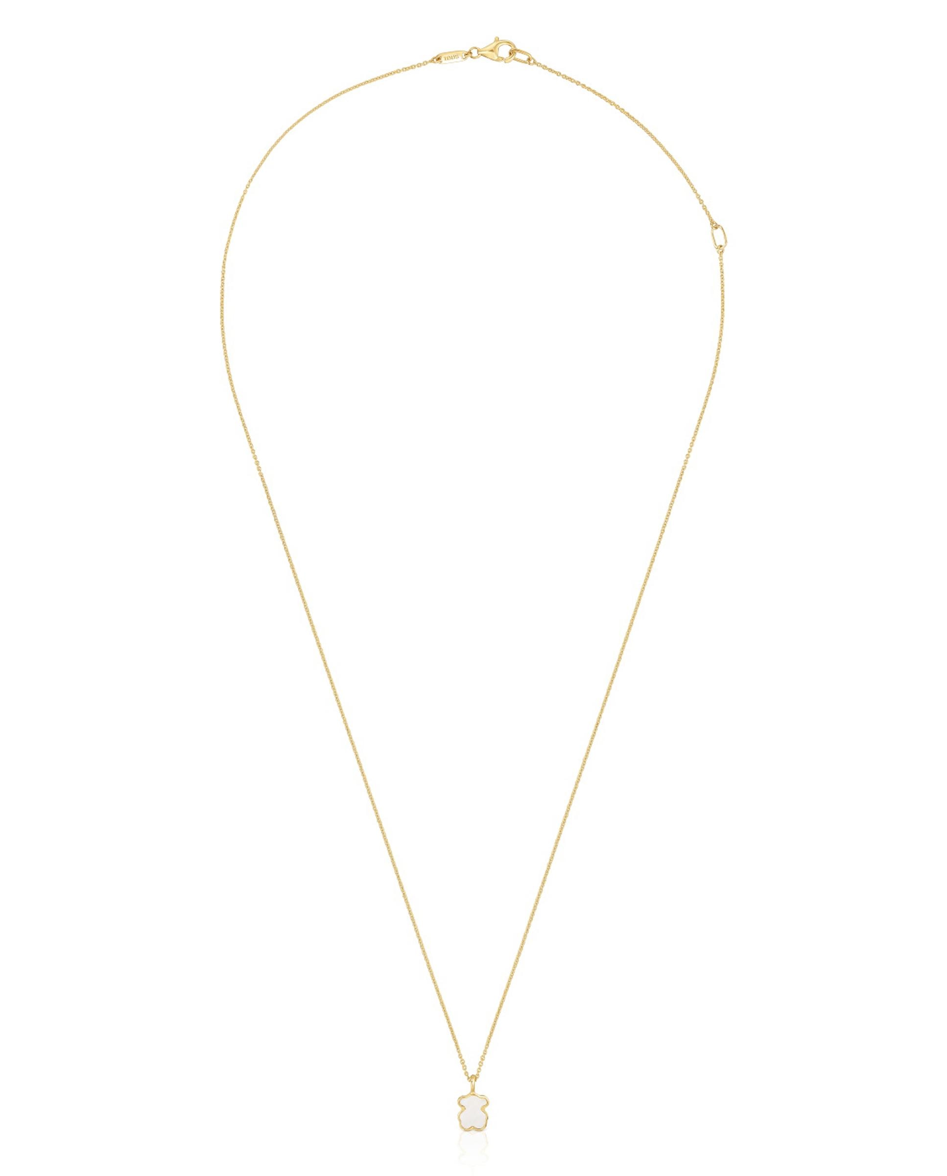 Corrente com Pendente Xxs Curta de Ouro 14 Kt e Madrepérola Branco-1