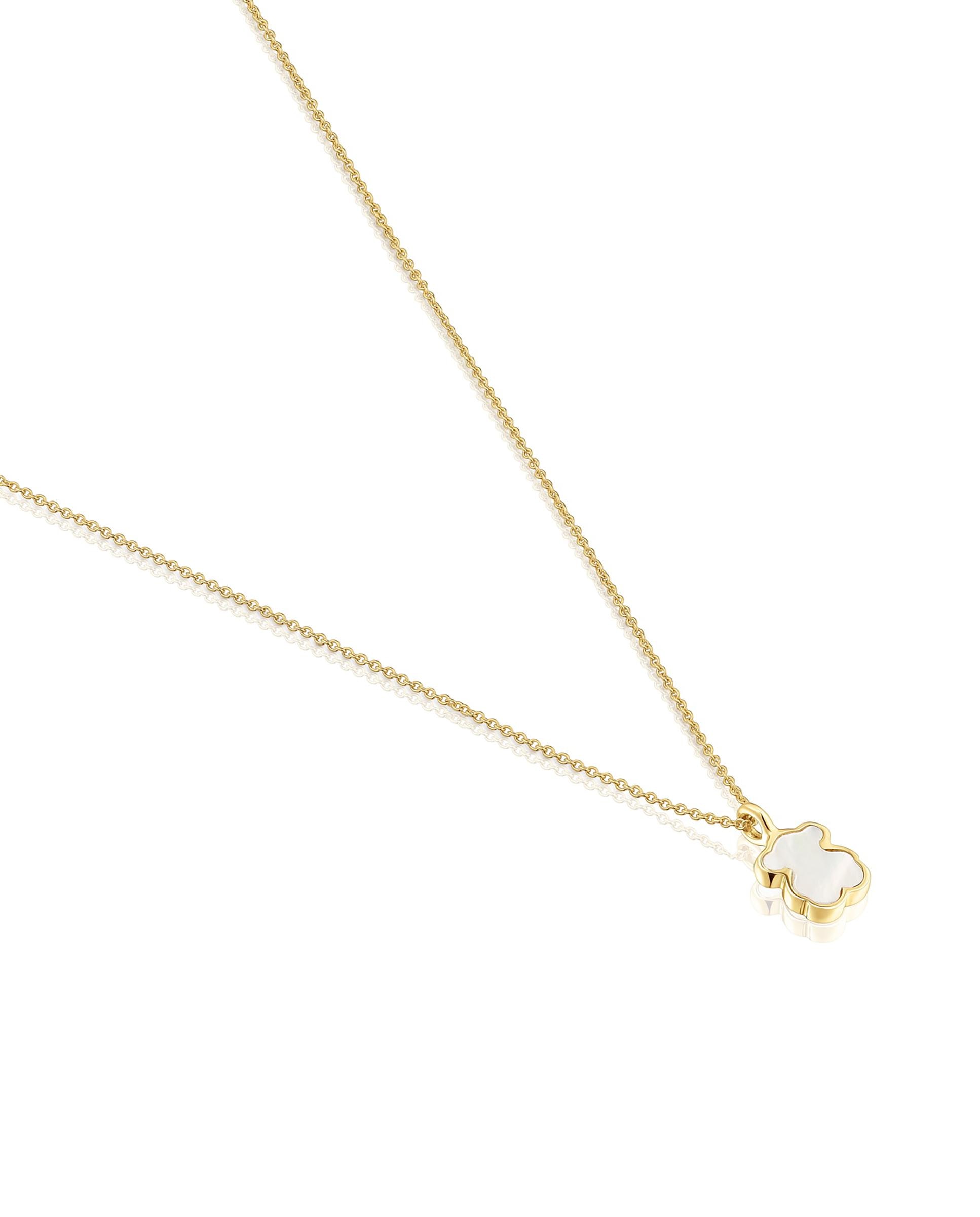 Corrente com Pendente Xxs Curta de Ouro 14 Kt e Madrepérola Branco-2