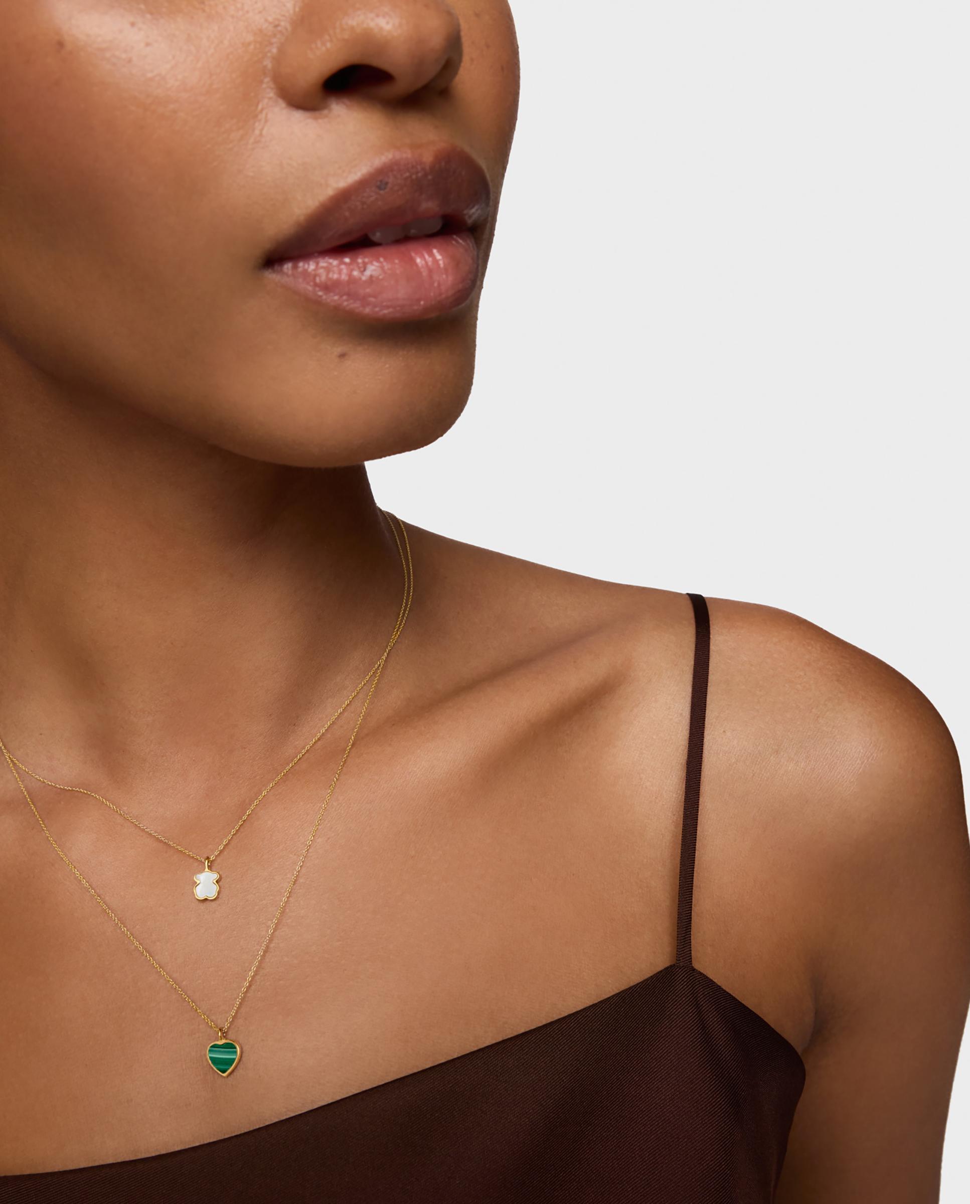 Corrente com Pendente Xxs Curta de Ouro 14 Kt e Madrepérola Branco-4