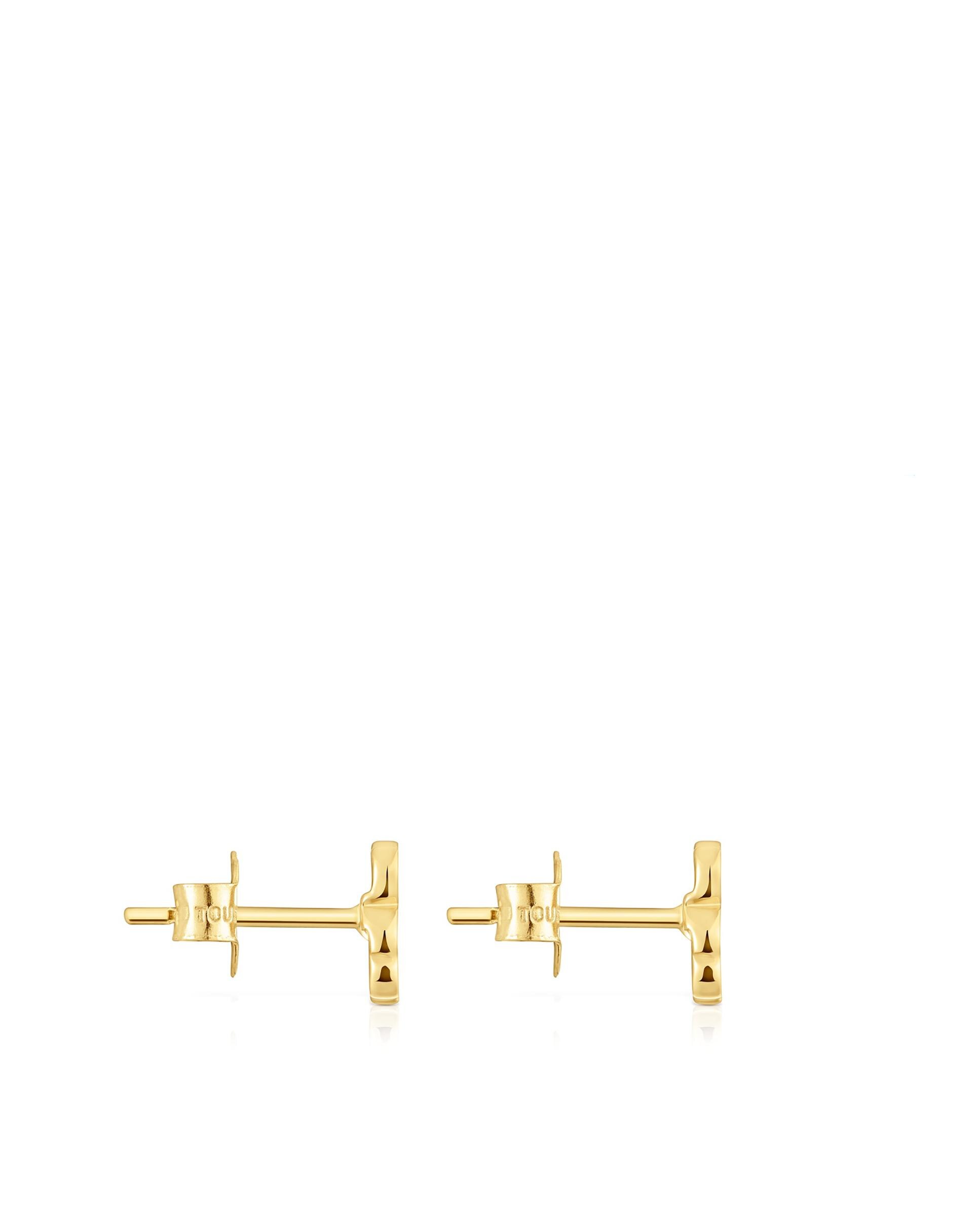 Brincos Urso de Ouro 14 Kt e Madrepérola Branco-2