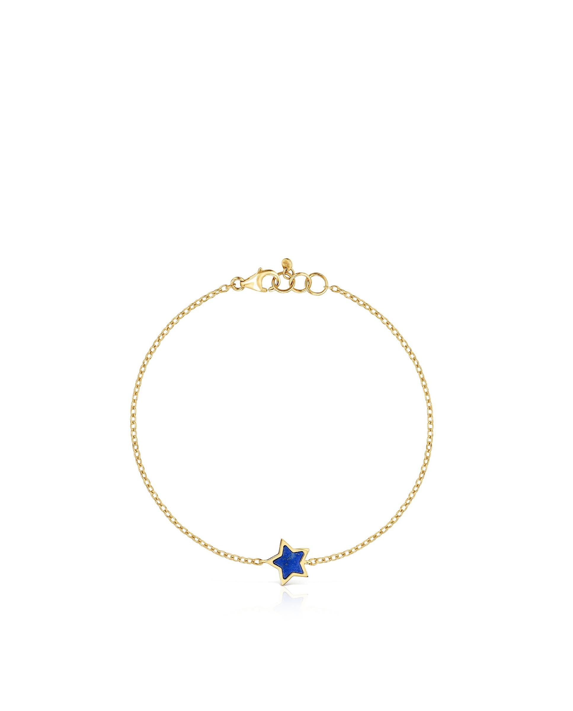Pulseira de Corrente Xxs de Ouro 14 Kt e Lápis-lazúli Azul-2