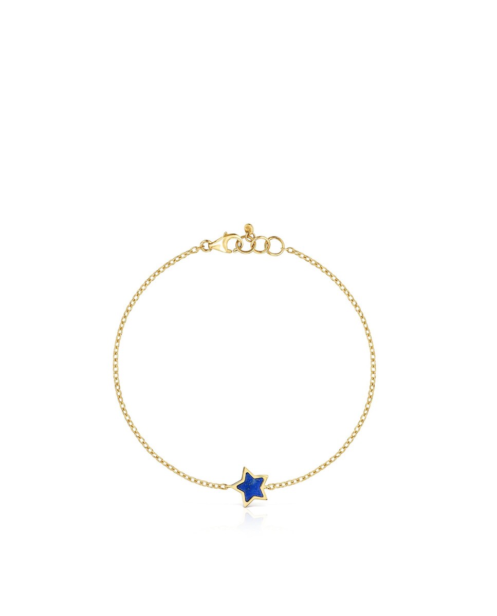 Pulseira Xxs com Corrente de Ouro 14 Kt e Lápis-lazúli Azul-2