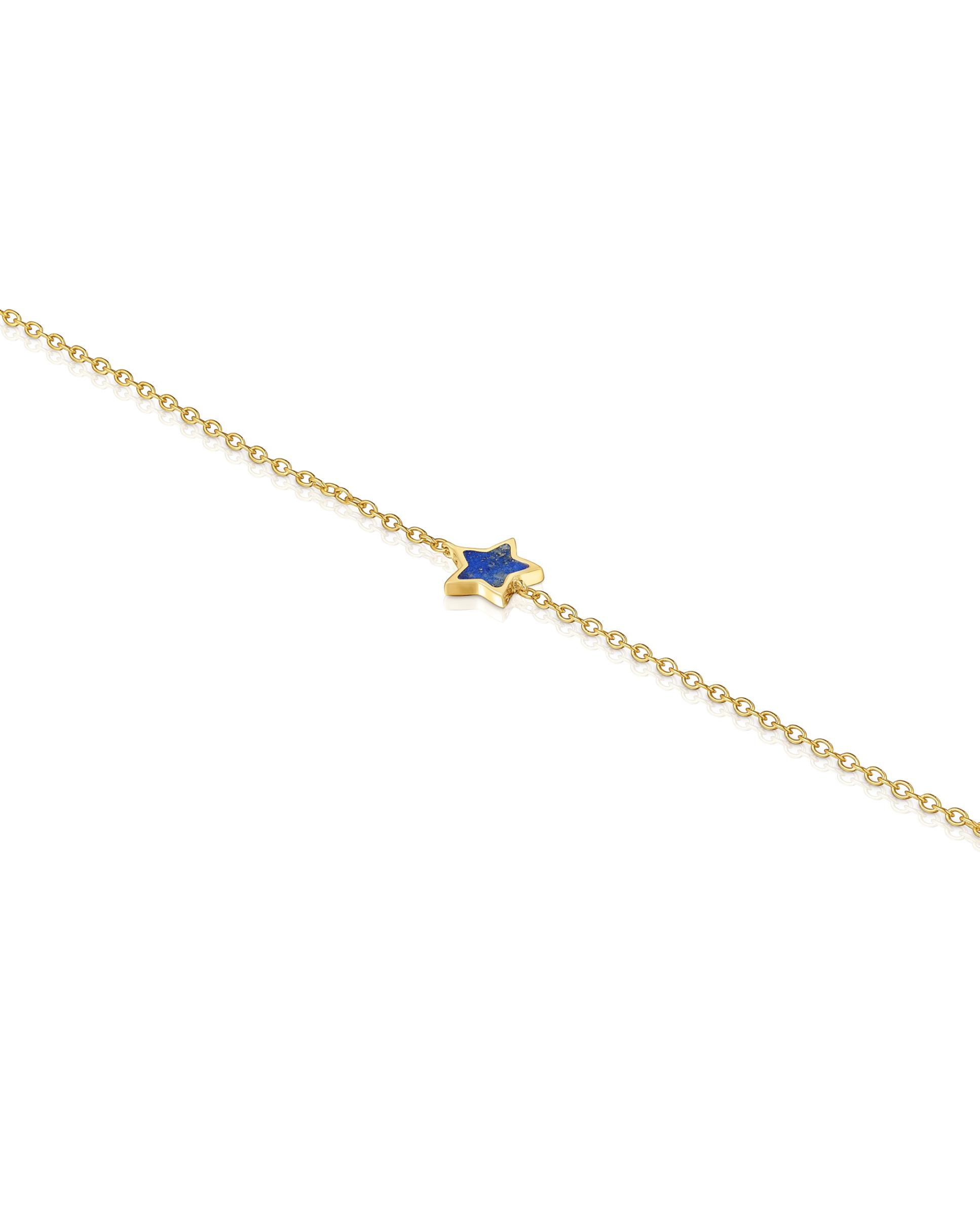 Pulseira de Corrente Xxs de Ouro 14 Kt e Lápis-lazúli Azul-3