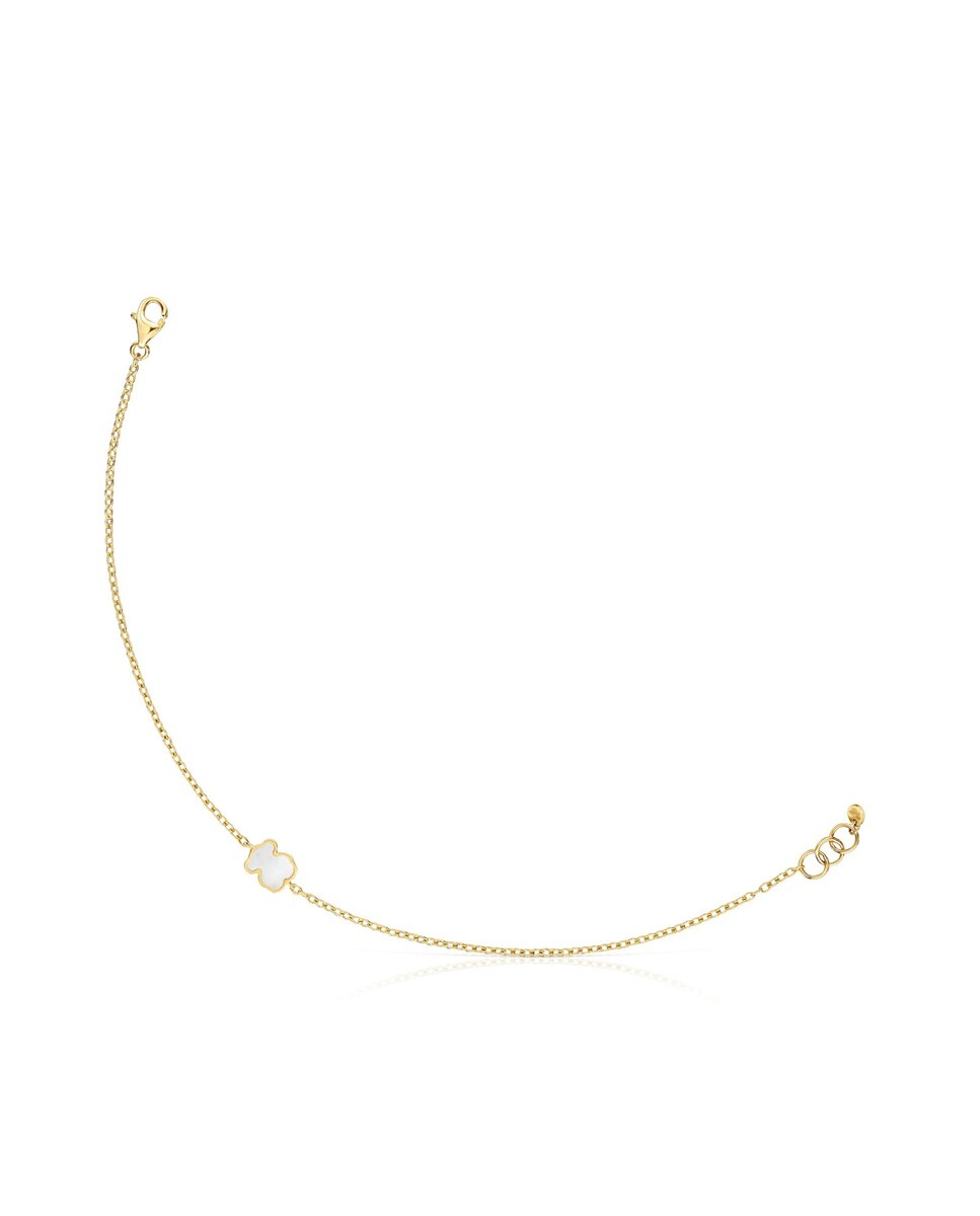 Pulseira Xxs de Corrente de Ouro 14 Kt e Madrepérola Branco-1