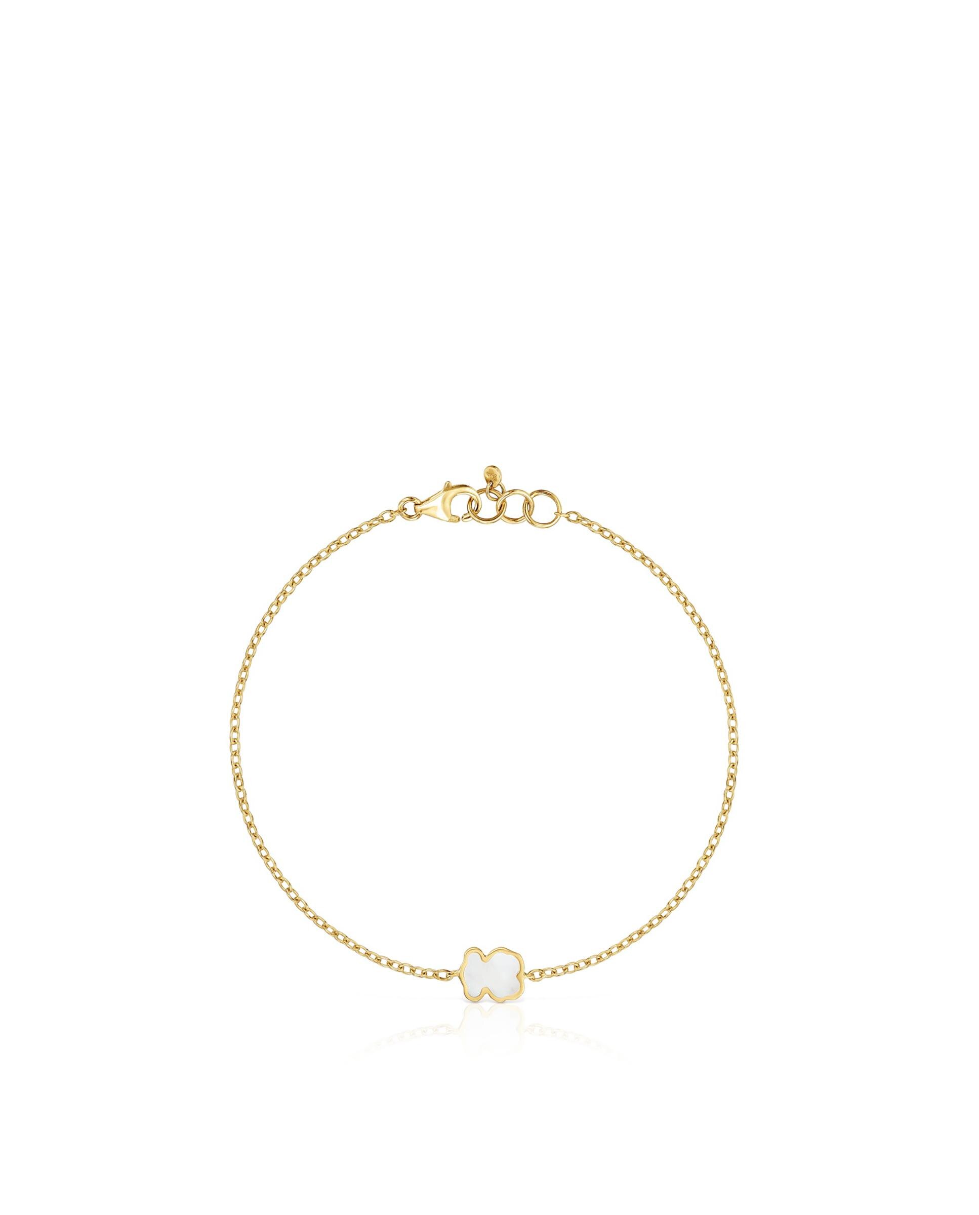 Pulseira de Corrente Xxs de Ouro 14 Kt e Madrepérola Dourado-2