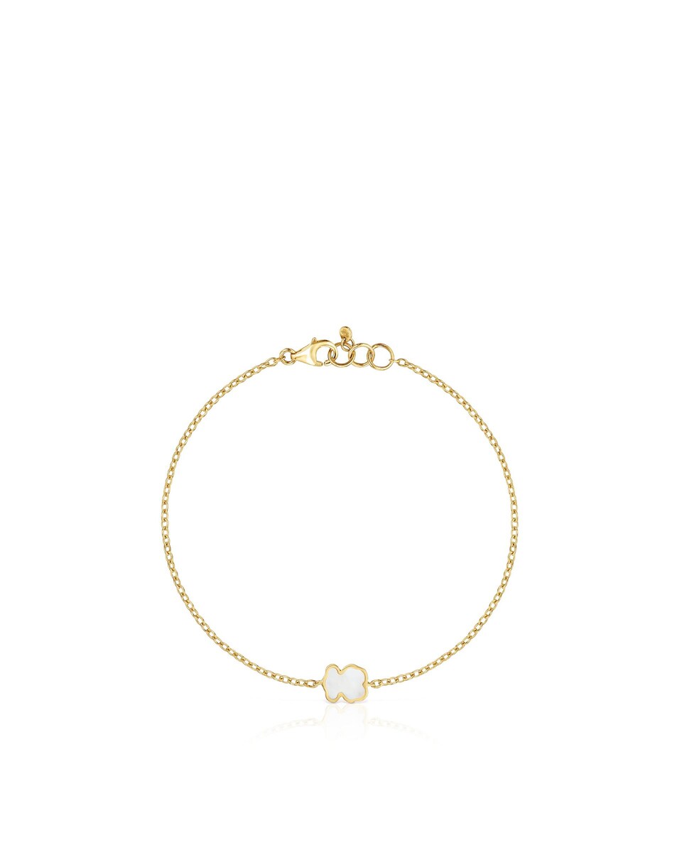 Pulseira Xxs de Corrente de Ouro 14 Kt e Madrepérola Branco-2