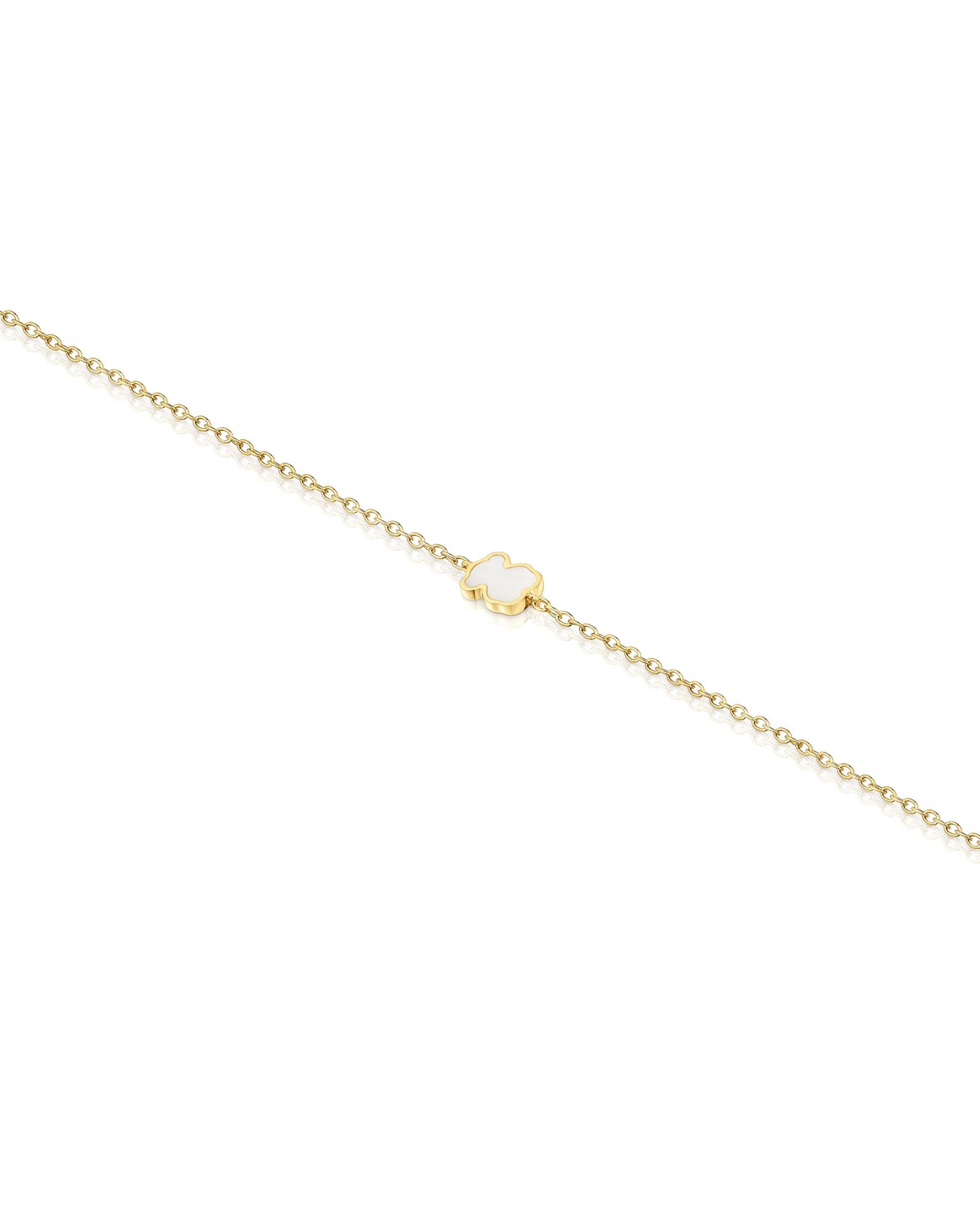 Pulseira de Corrente Xxs de Ouro 14 Kt e Madrepérola Dourado-3