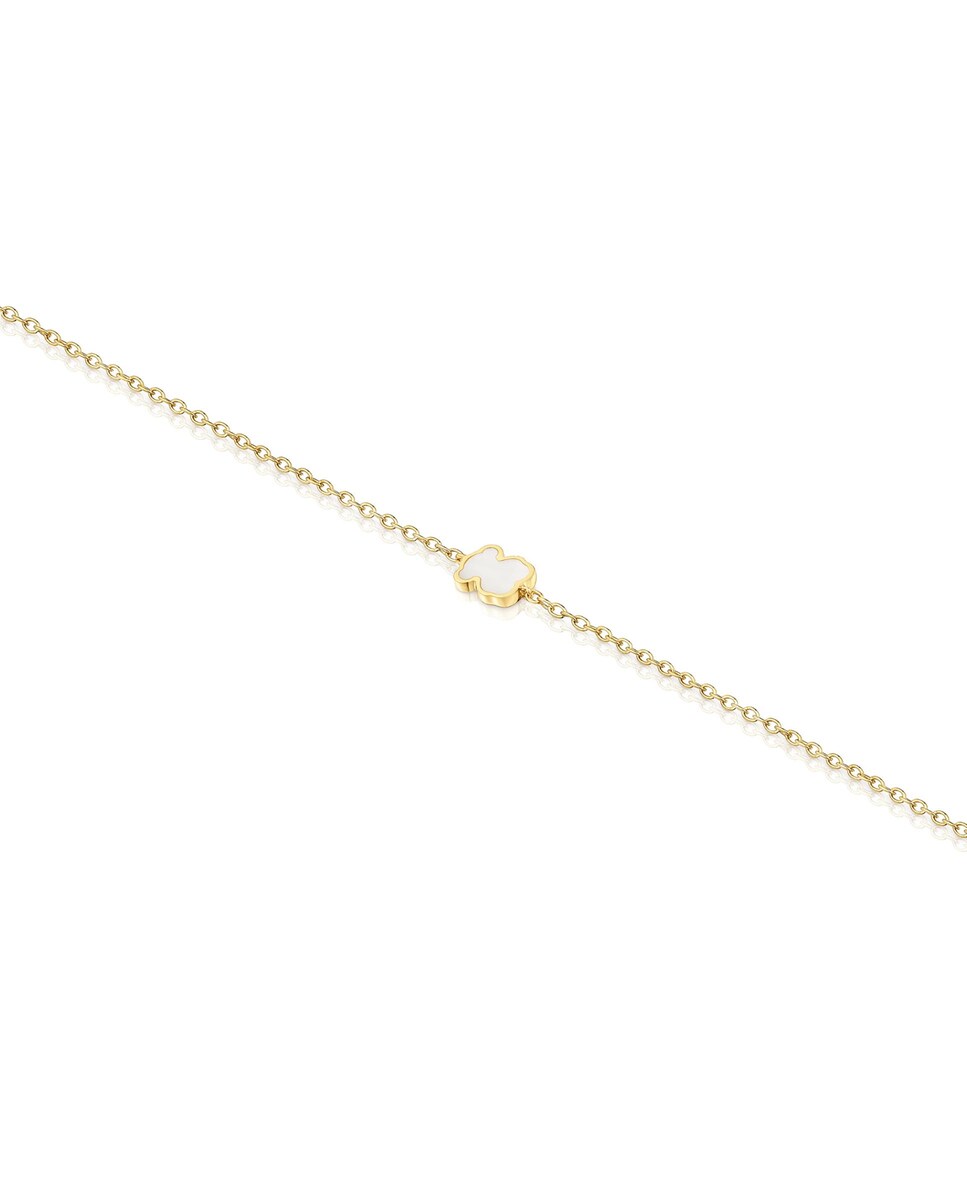 Pulseira Xxs de Corrente de Ouro 14 Kt e Madrepérola Branco-3