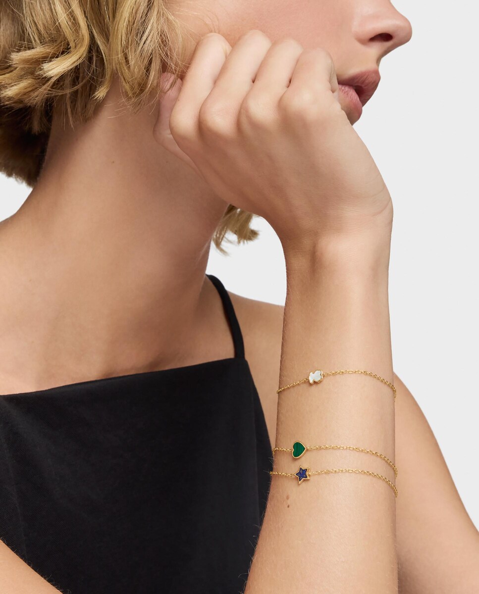 Pulseira Xxs de Corrente de Ouro 14 Kt e Madrepérola Branco-5