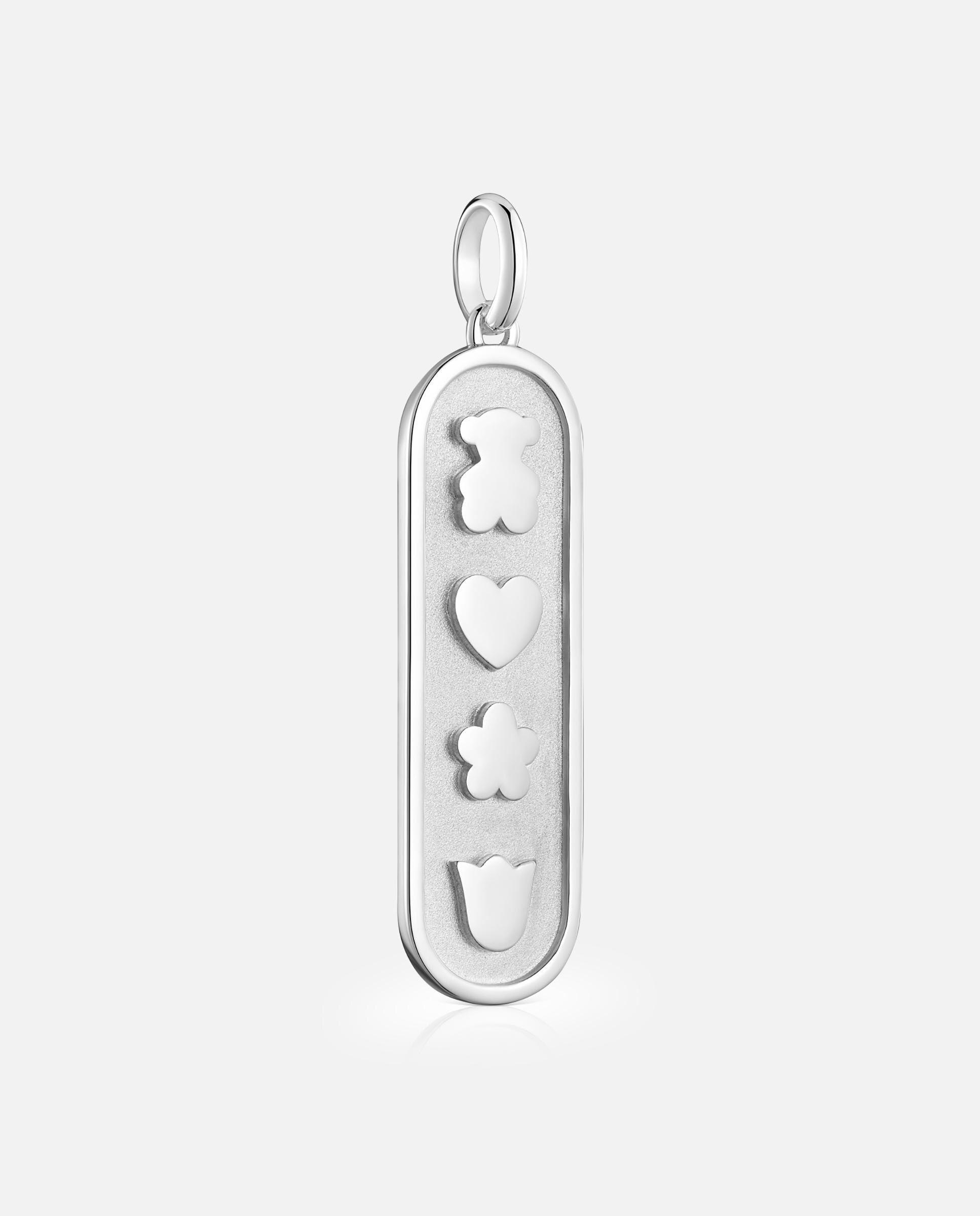 Pendente Medallions de Prata e Motivos Prateado-2