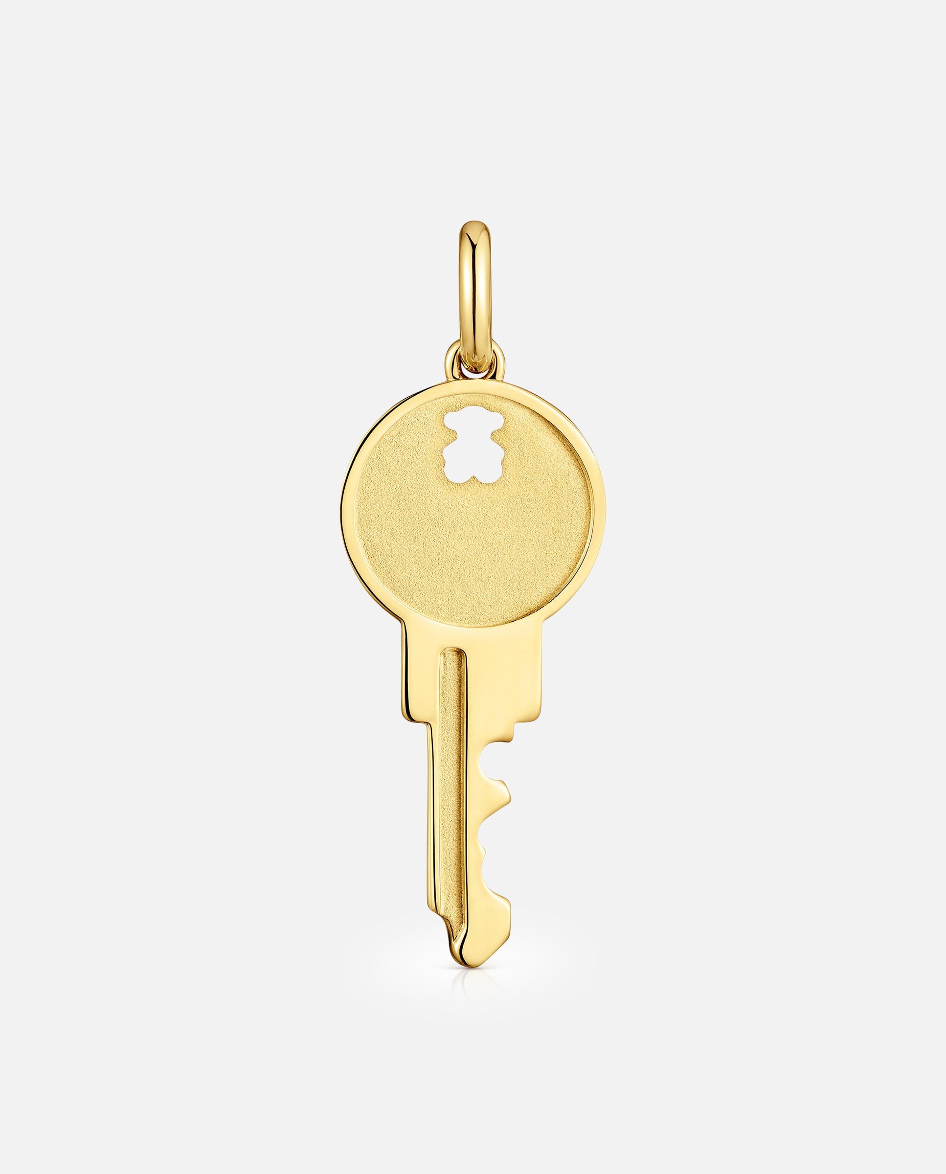 Pendente Medallions Chave com Banho de Ouro 18 Kt Sobre Prata Dourado-1