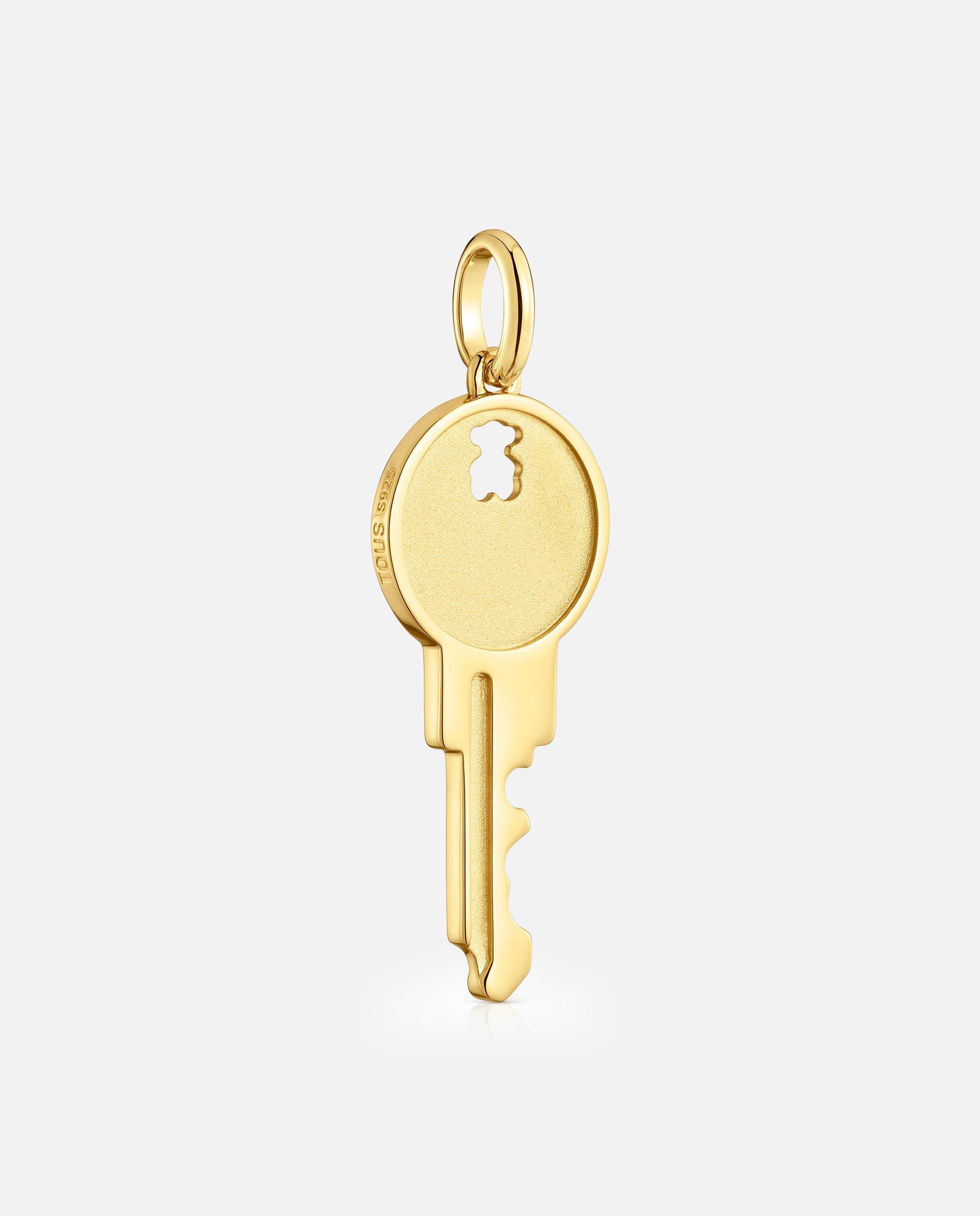 Pendente Medallions Chave com Banho de Ouro 18 Kt Sobre Prata Dourado-2