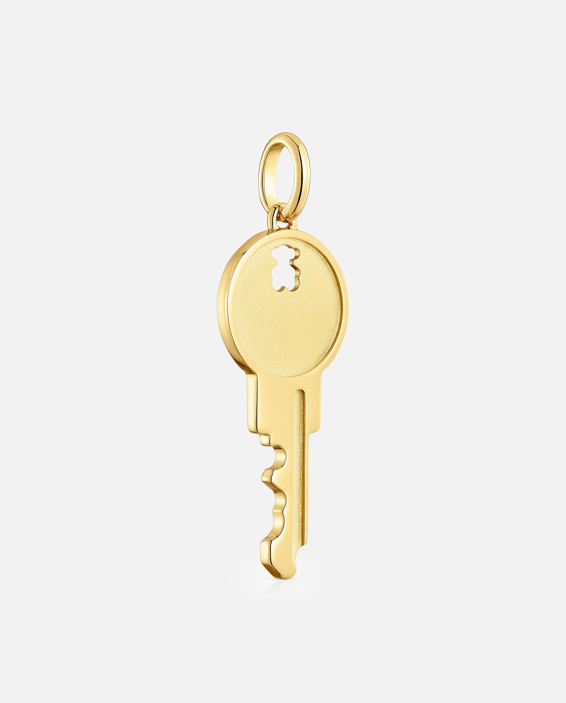 Pendente Medallions Chave com Banho de Ouro 18 Kt Sobre Prata Dourado-3