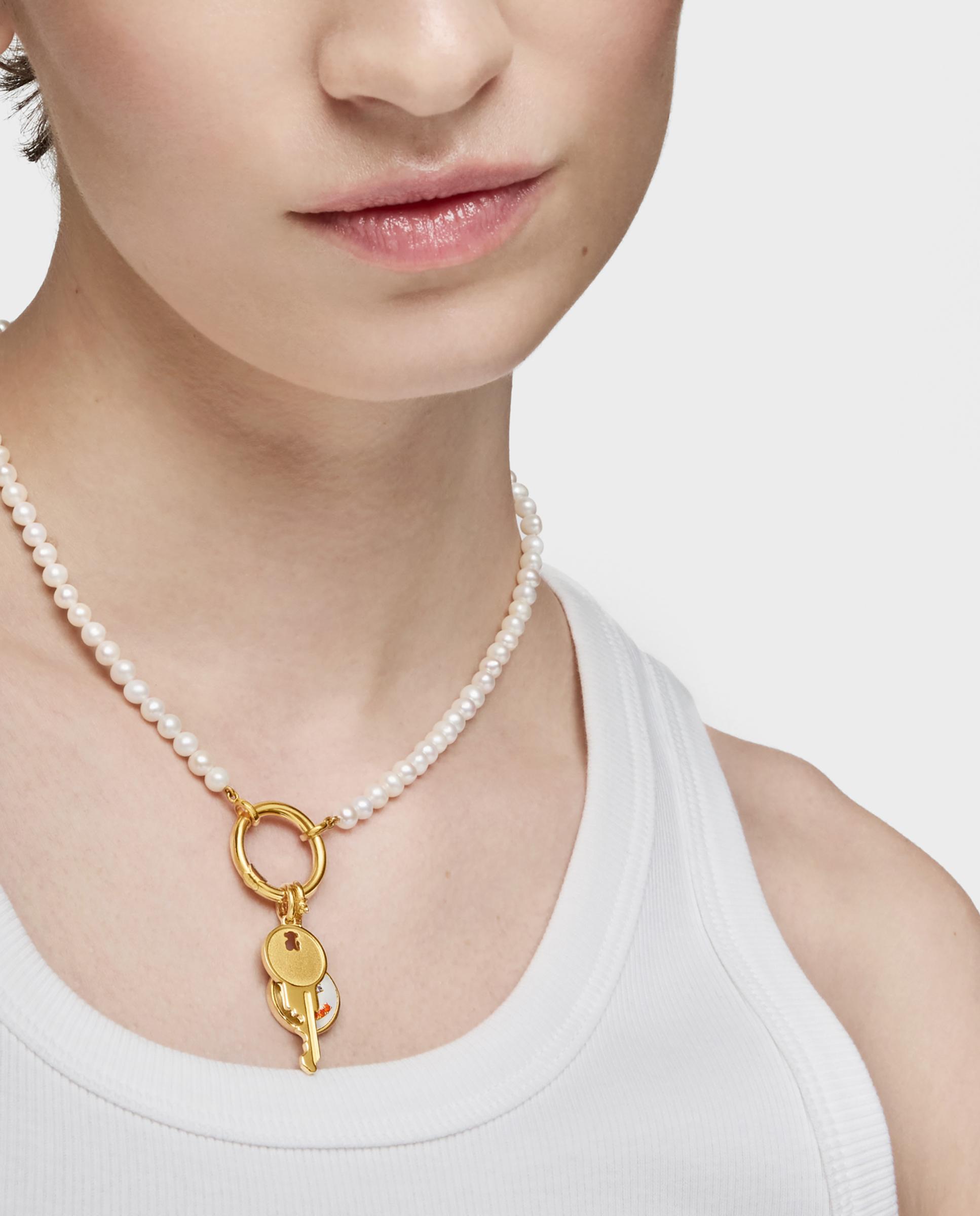 Pendente Medallions Chave com Banho de Ouro 18 Kt Sobre Prata Dourado-5
