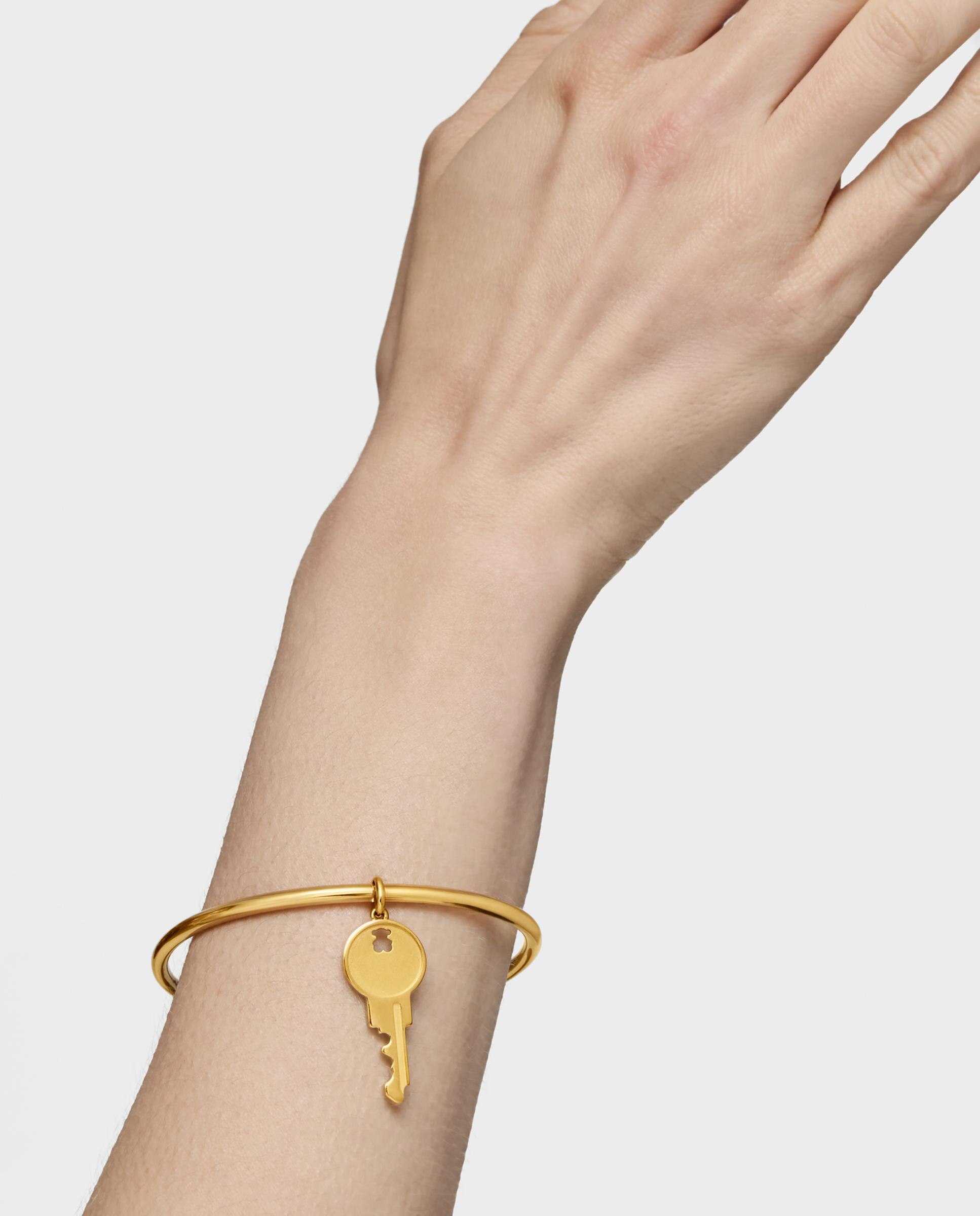 Pendente Medallions Chave com Banho de Ouro 18 Kt Sobre Prata Dourado-6