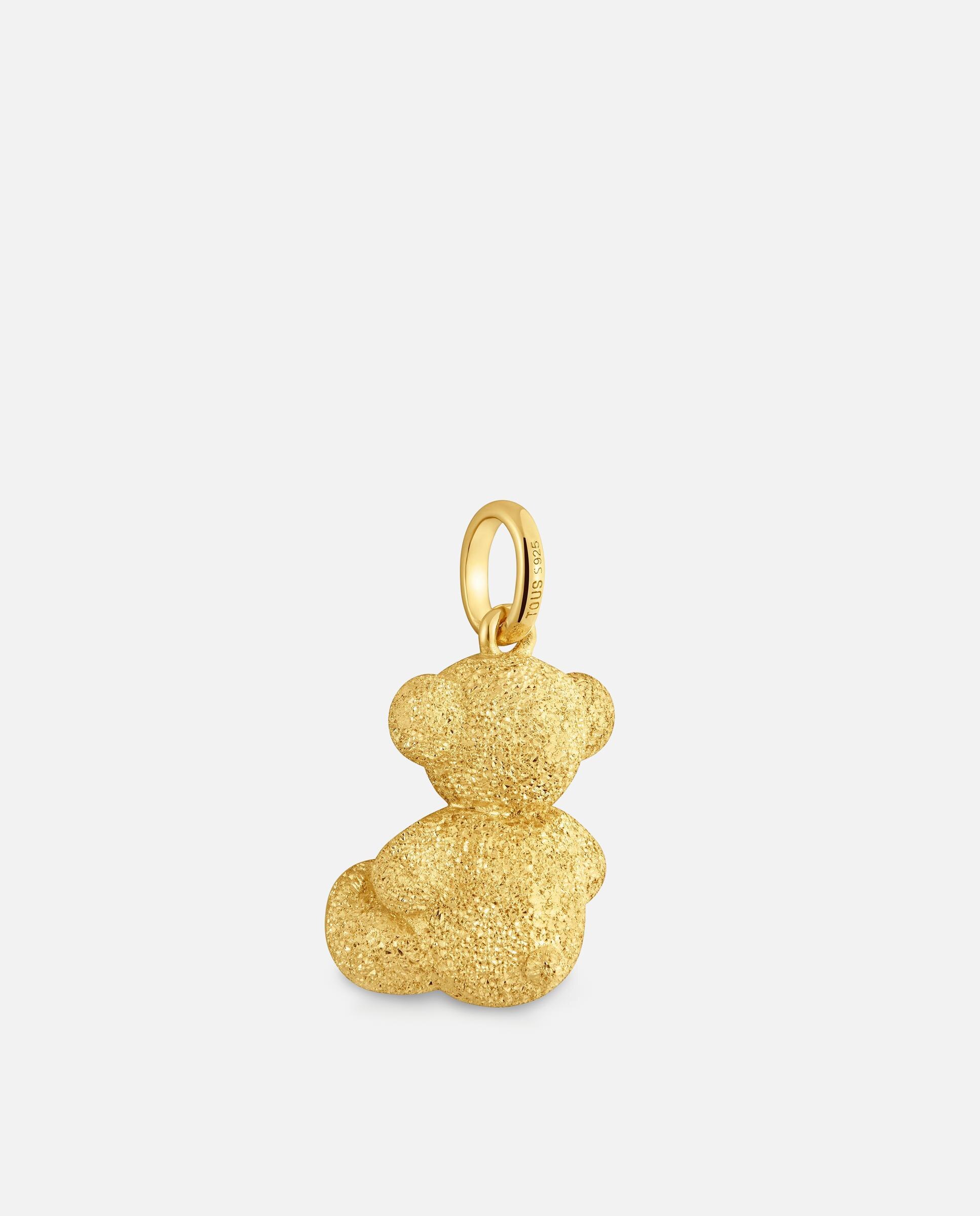 Pendente com Banho de Ouro 18 Kt Sobre Prata Diamantada Bold Bear Urso Médio Dourado-3