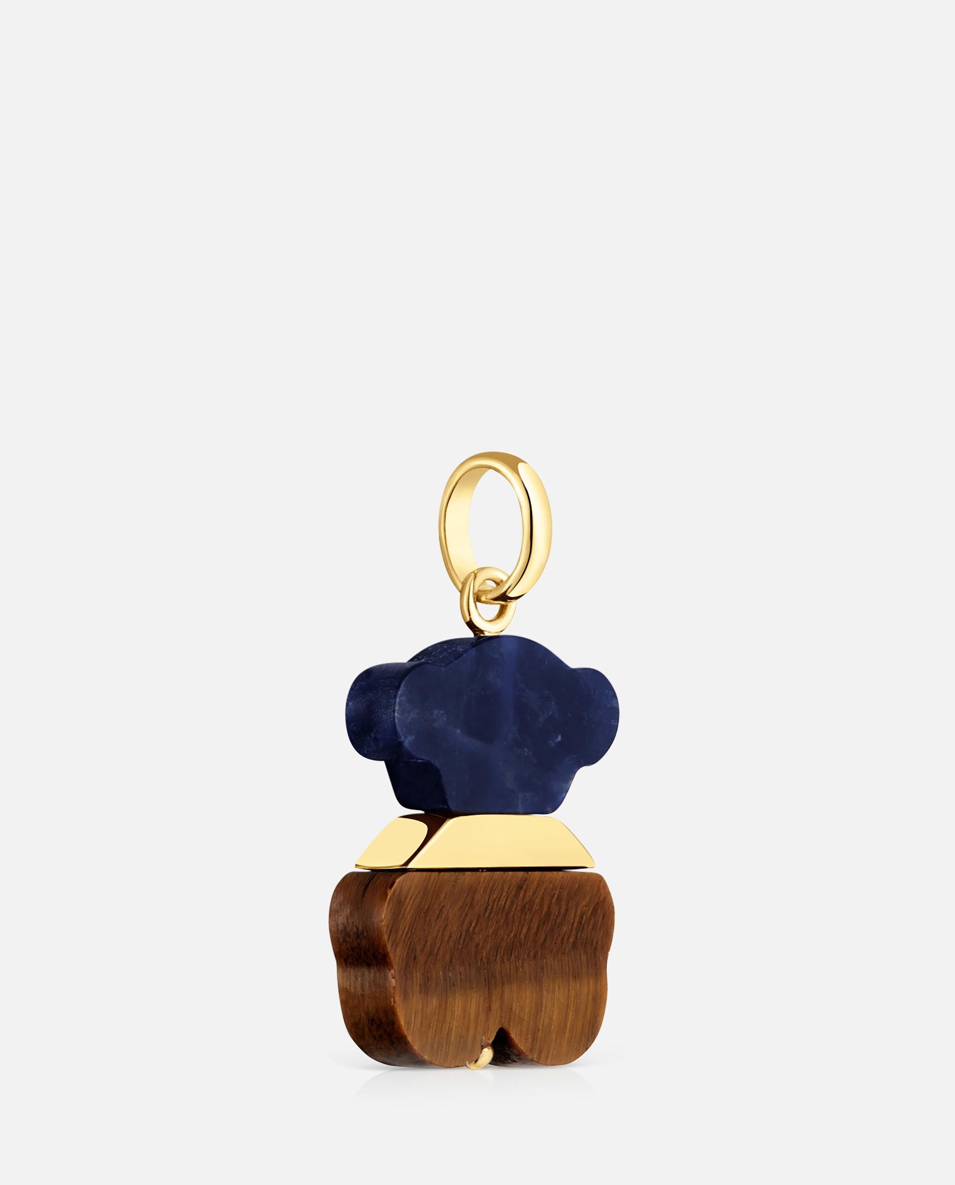 Pendente Sweet Dolls com Banho de Ouro 18 Kt Sobre Prata, Sodalita e Olho de Tigre Azul-2