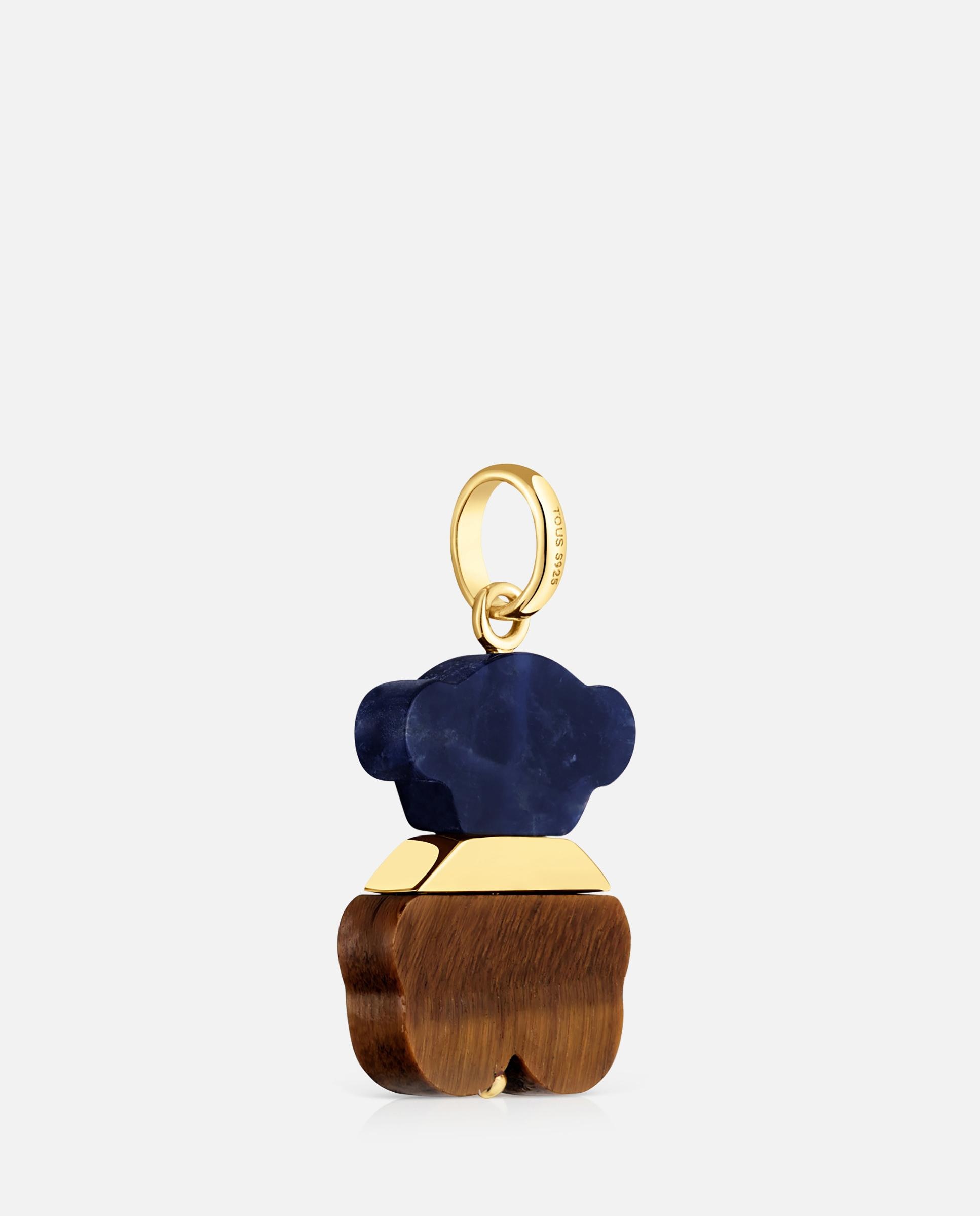 Pendente Sweet Dolls com Banho de Ouro 18 Kt Sobre Prata, Sodalita e Olho de Tigre Azul-3