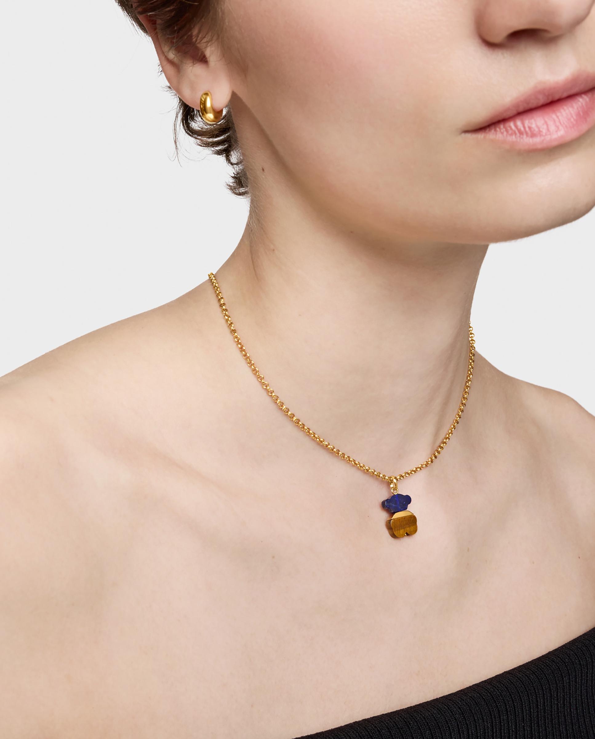 Pendente Sweet Dolls com Banho de Ouro 18 Kt Sobre Prata, Sodalita e Olho de Tigre Azul-6