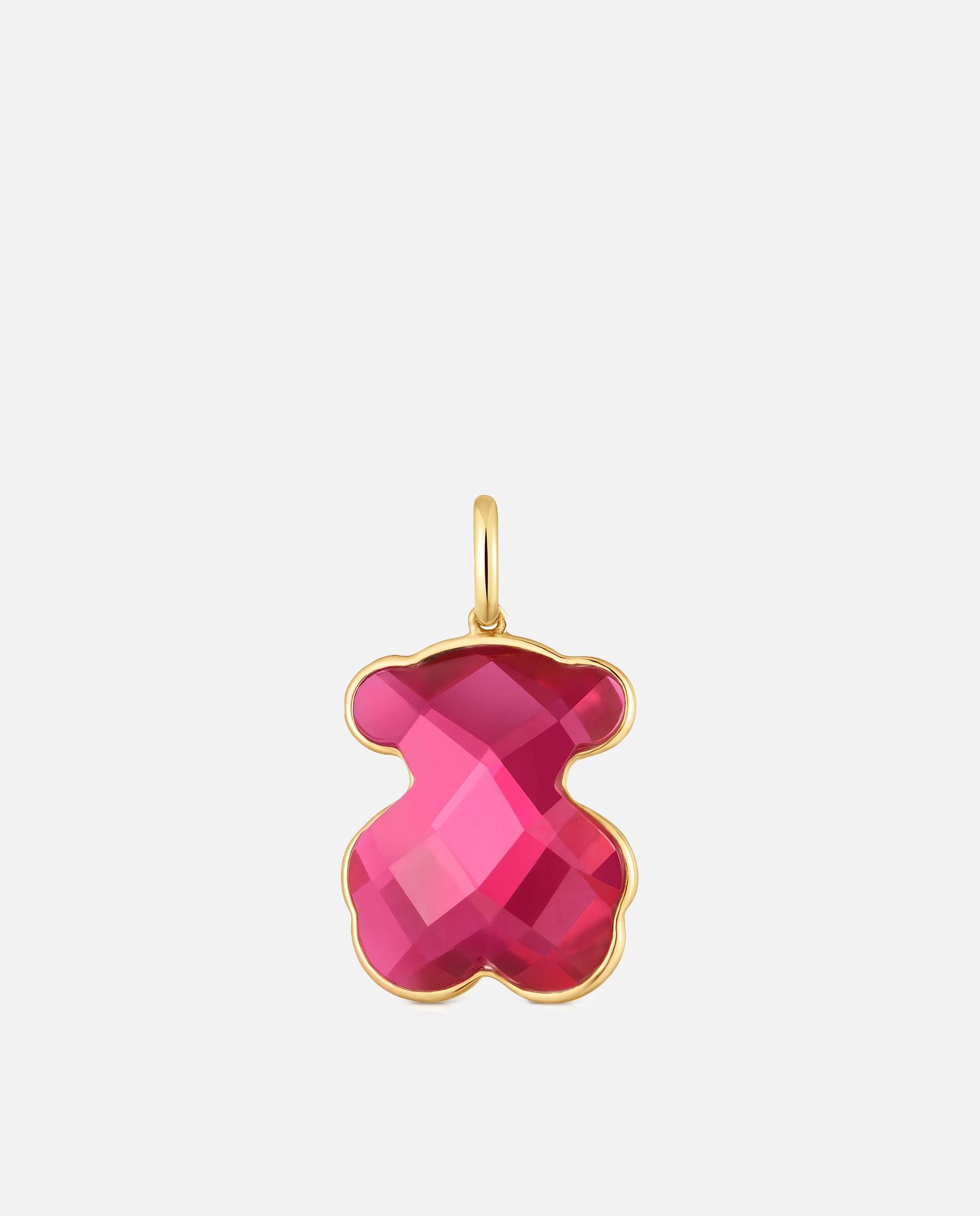 Pendente Icon Color Lgg Urso de Ouro 14 Kt e Rubi Criado em Laboratório Rubi-1