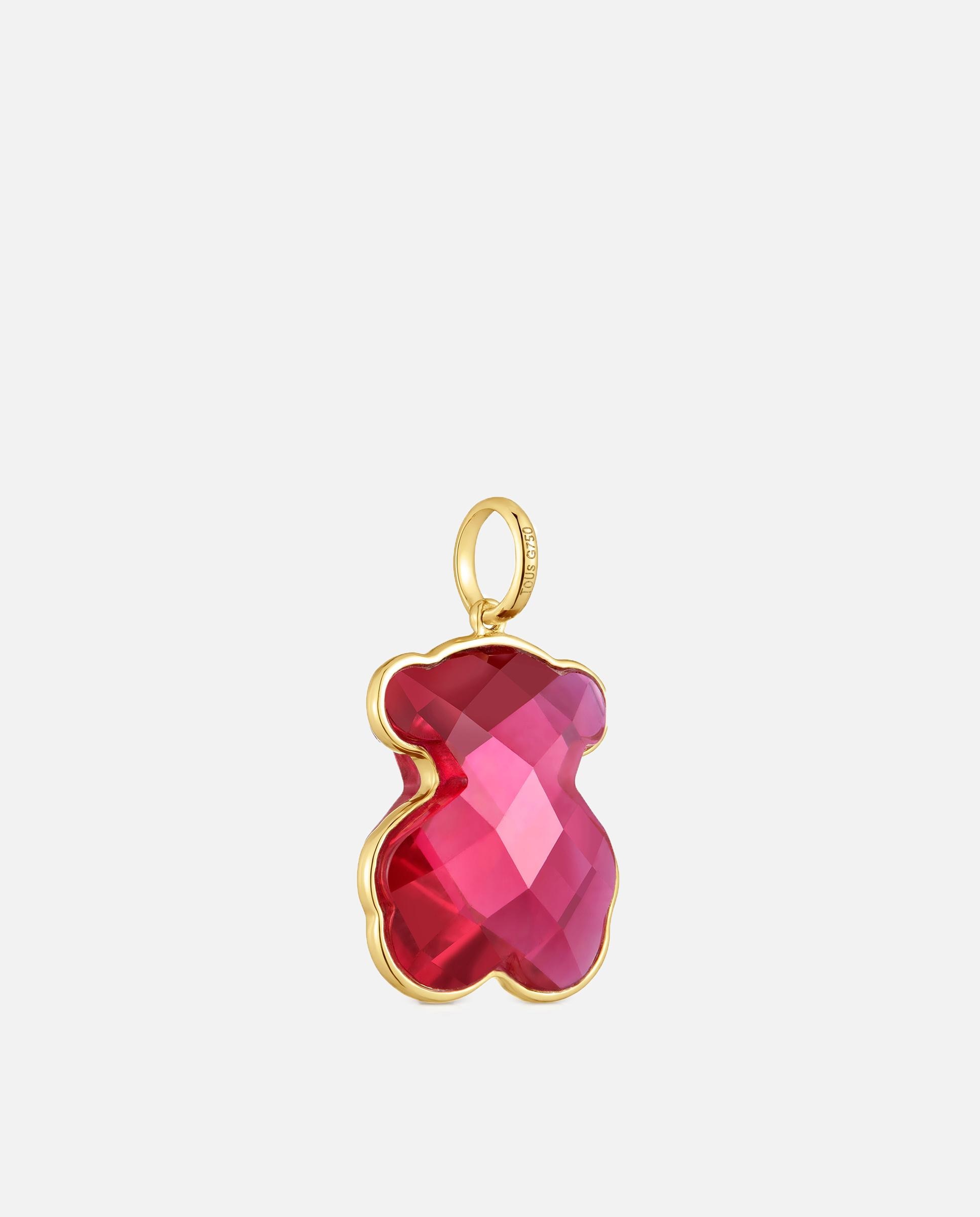 Pendente Icon Color Lgg Urso de Ouro 14 Kt e Rubi Criado em Laboratório Rubi-2