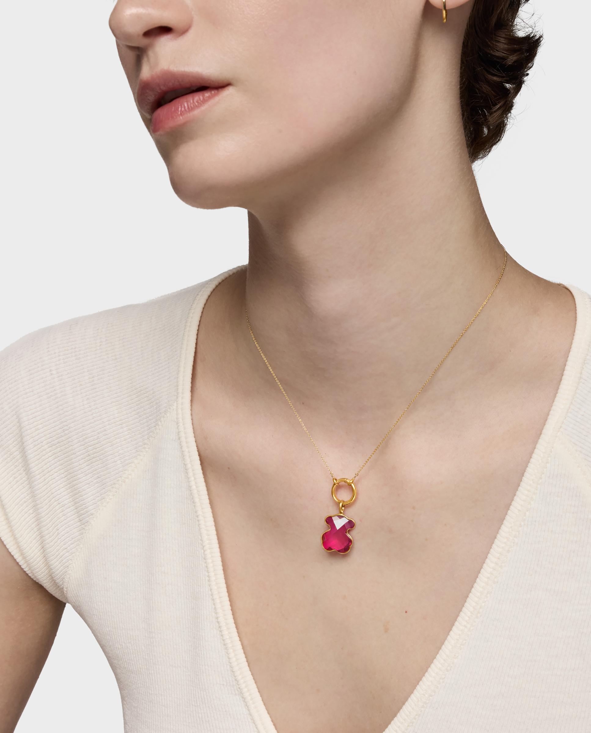 Pendente Icon Color Lgg Urso de Ouro 14 Kt e Rubi Criado em Laboratório Rubi-4
