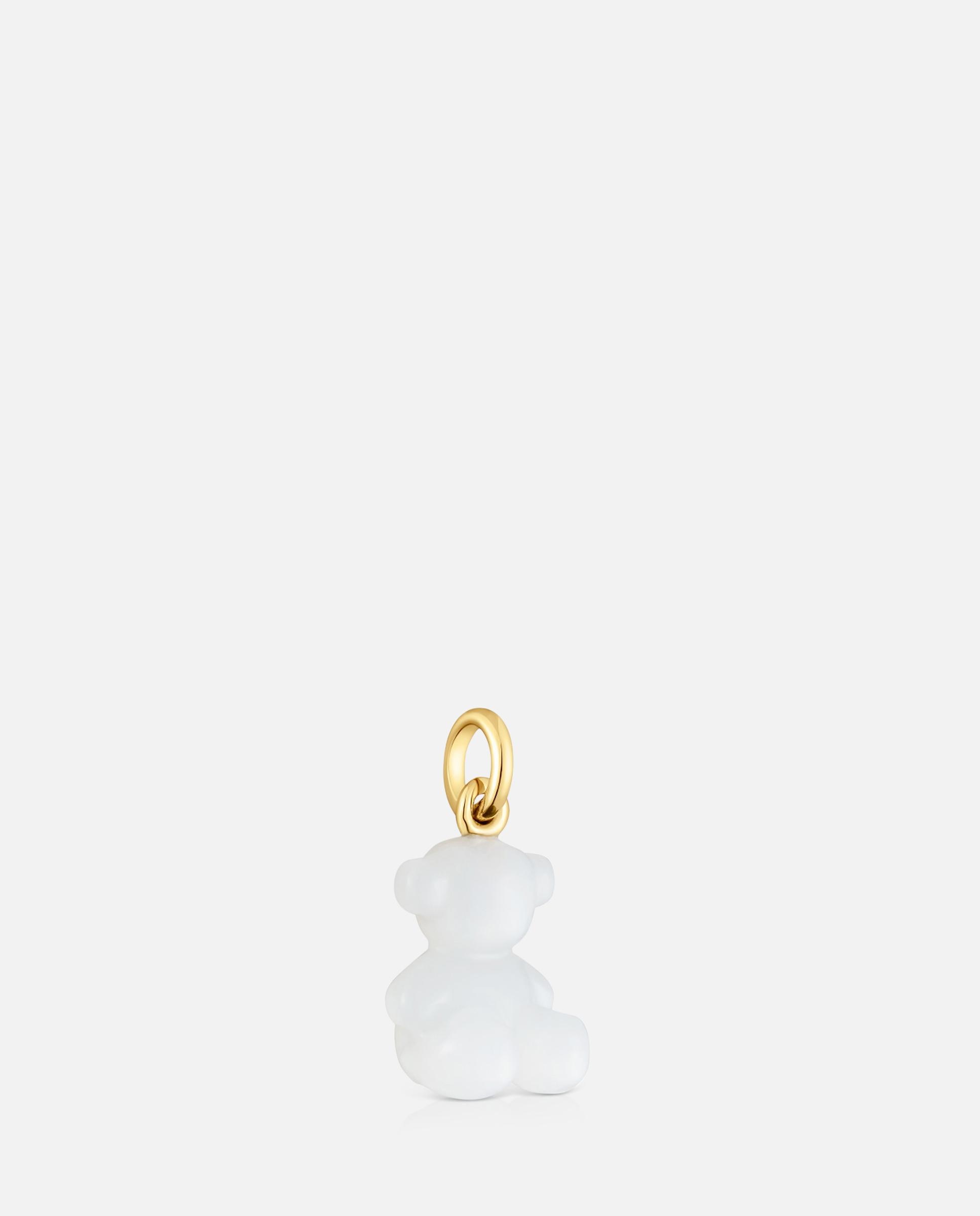 Pendente Bold Bear Urso Pequeno com Quartzo Cristal de Rocha e Ouro 14 Kt Branco-2