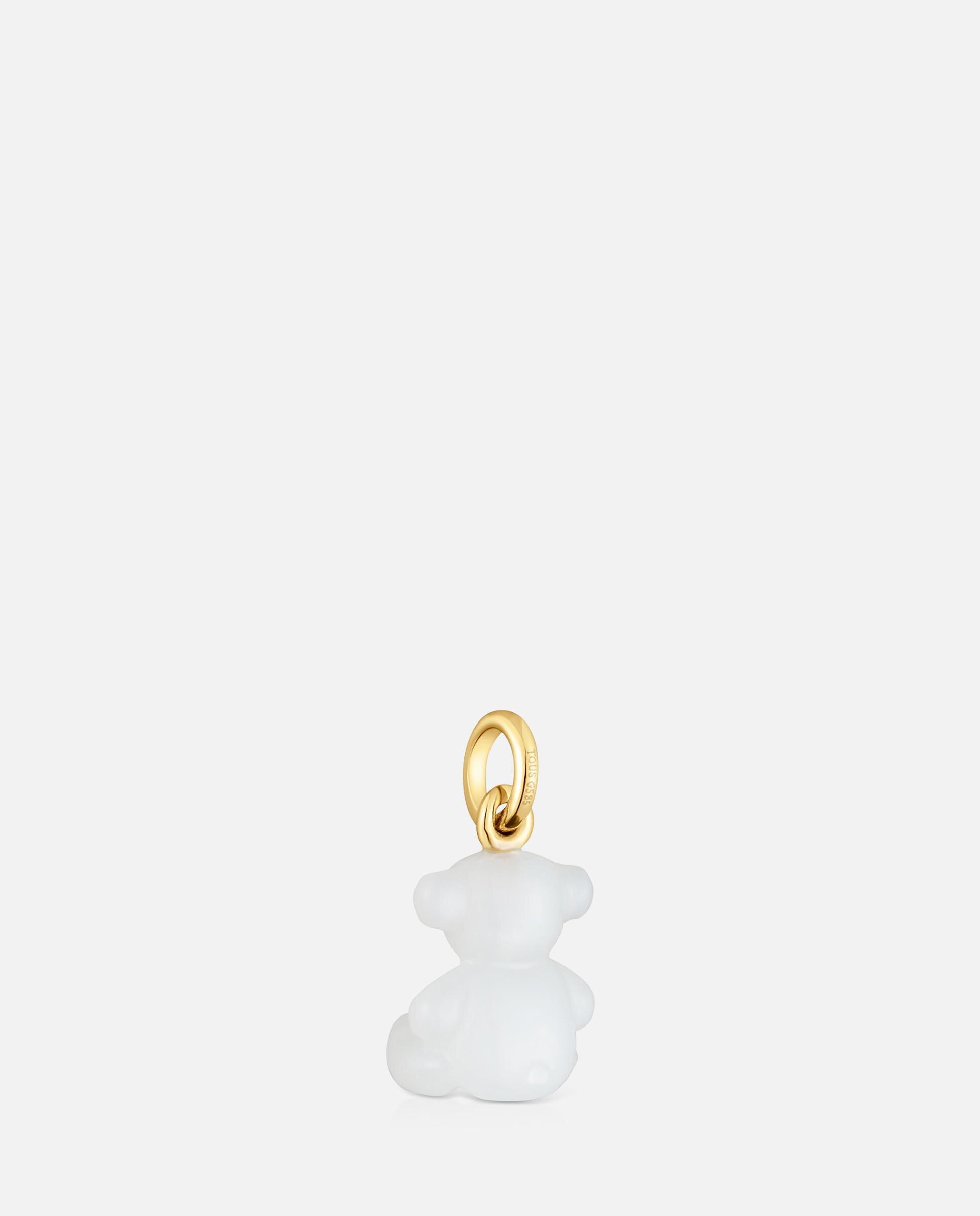 Pendente Bold Bear Urso Pequeno com Quartzo Cristal de Rocha e Ouro 14 Kt Branco-3