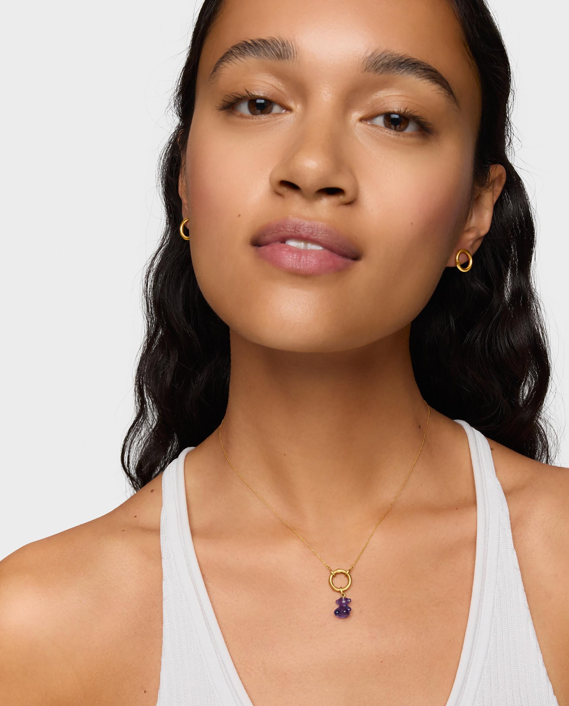 Pendente Bold Bear Urso Pequeno com Ametista e Ouro 14 Kt Roxo-4