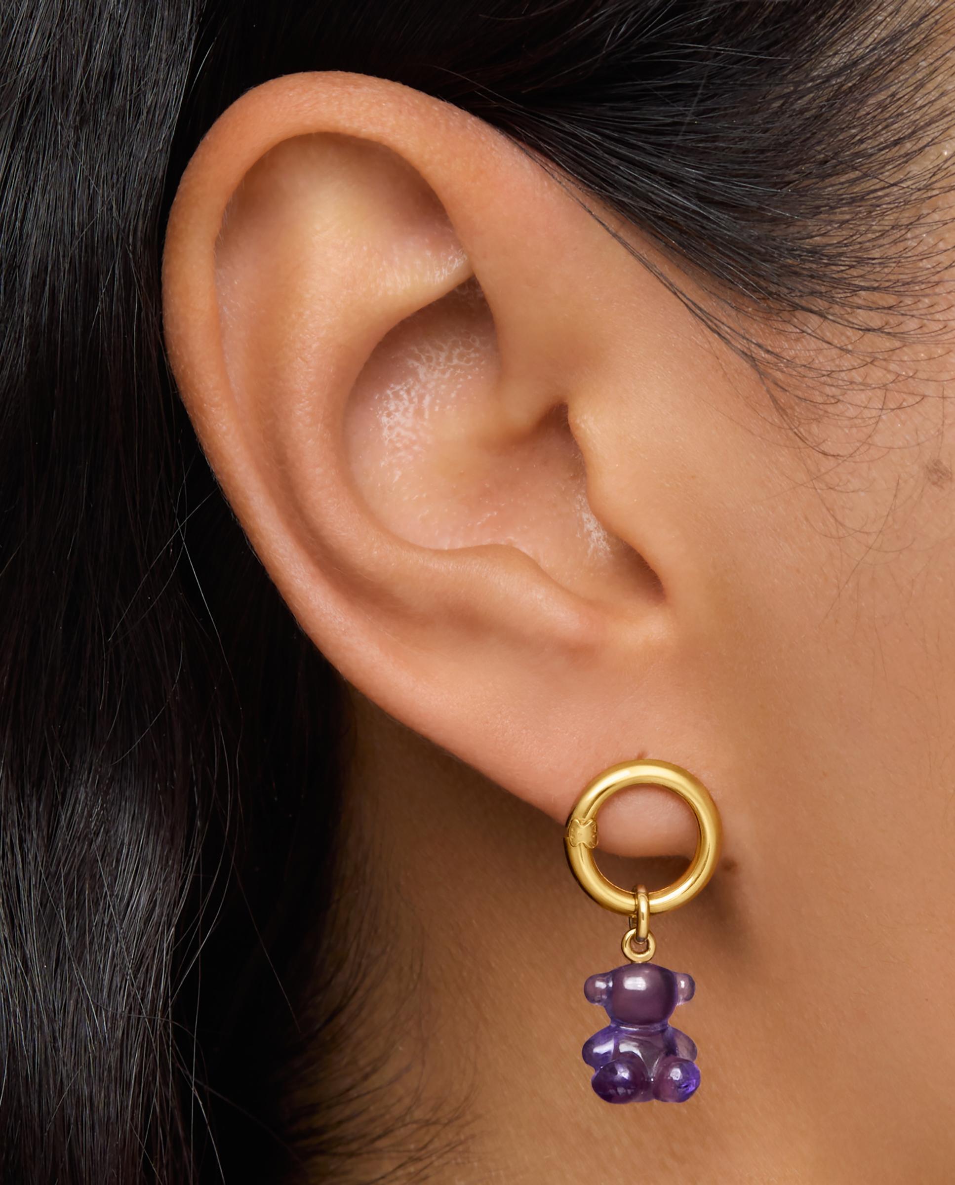 Pendente Bold Bear Urso Pequeno com Ametista e Ouro 14 Kt Roxo-5