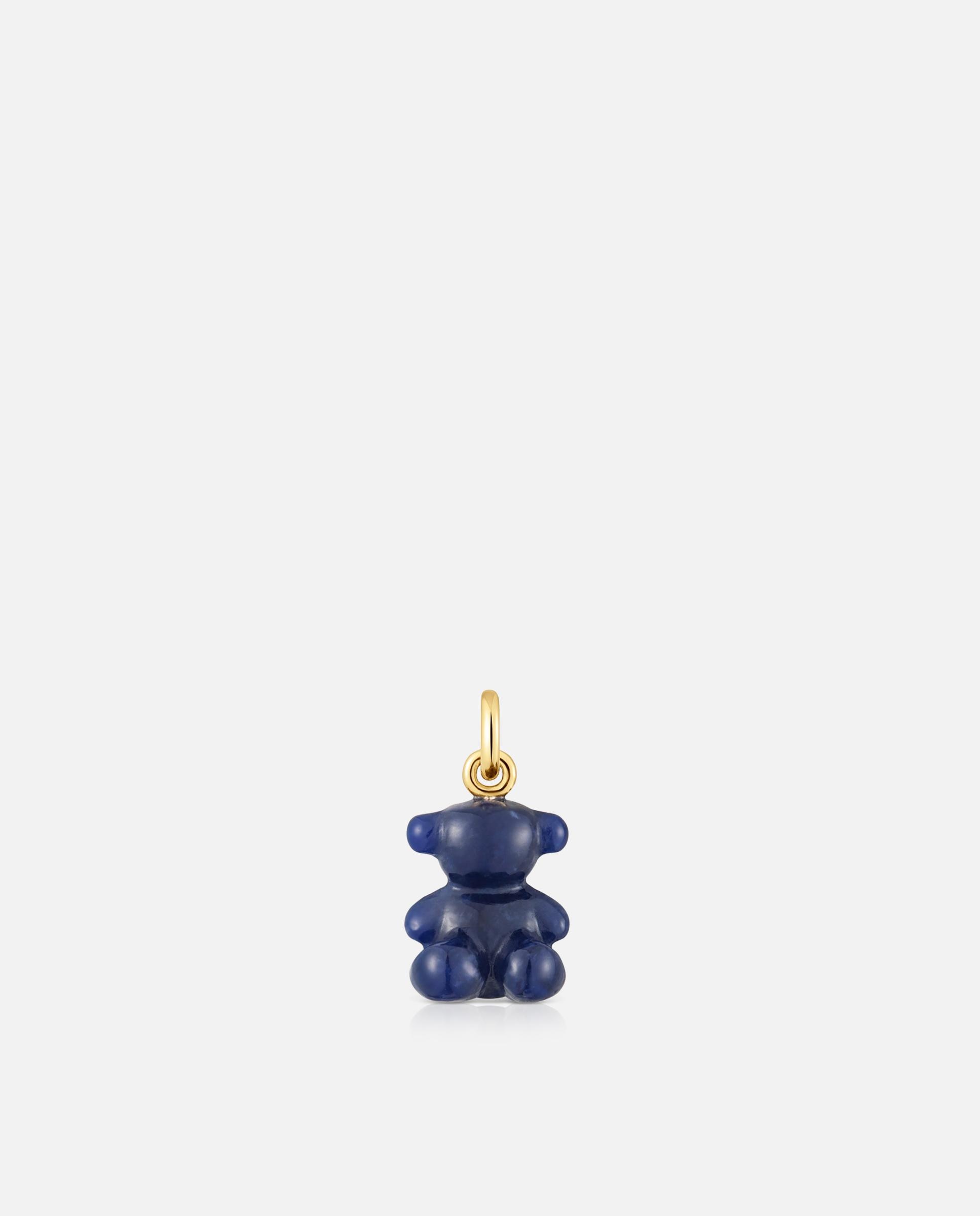 Pendentes Bold Bear Urso Pequeno com Sodalita e Ouro 14 Kt Azul-1