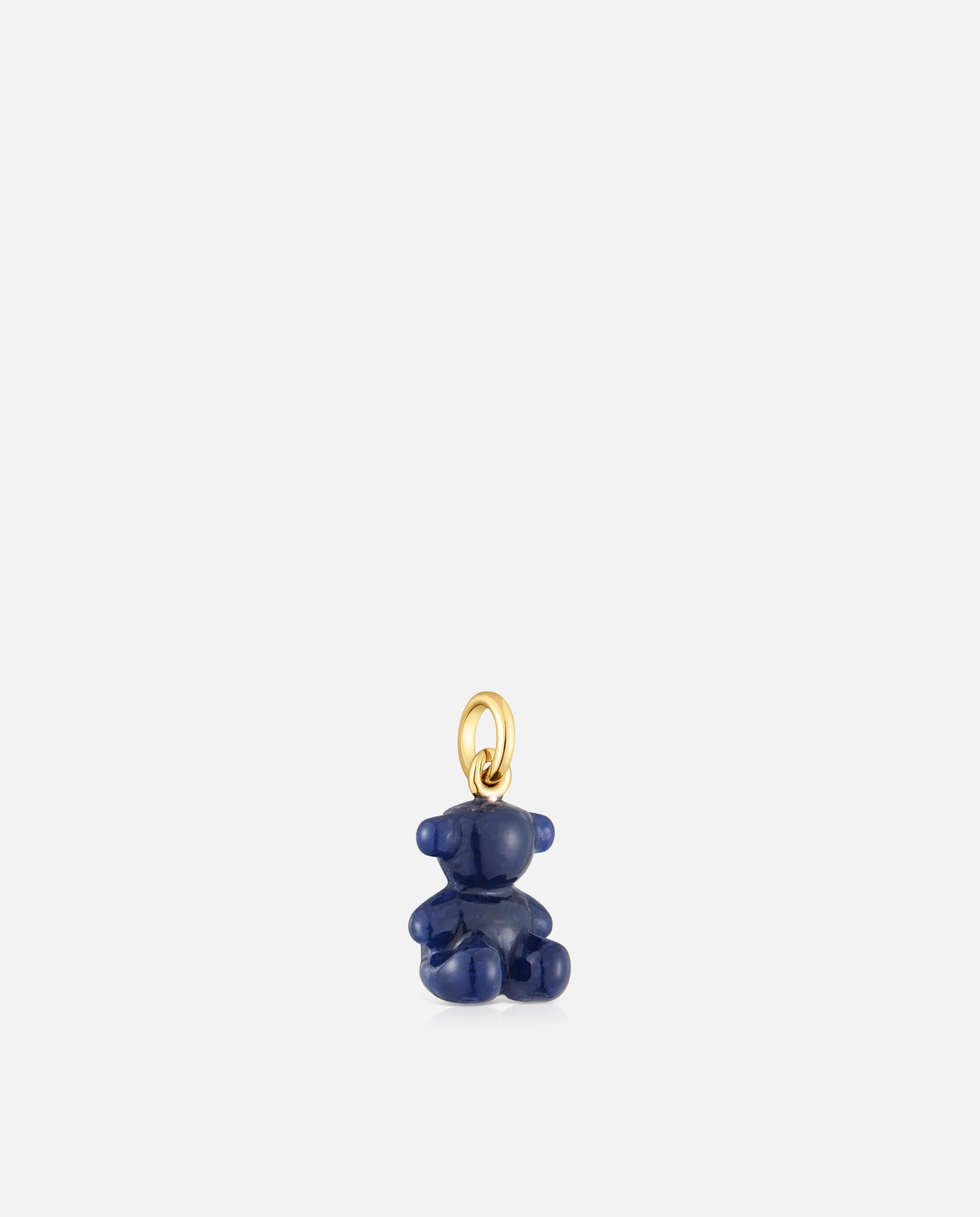 Pendentes Bold Bear Urso Pequeno com Sodalita e Ouro 14 Kt Azul-2