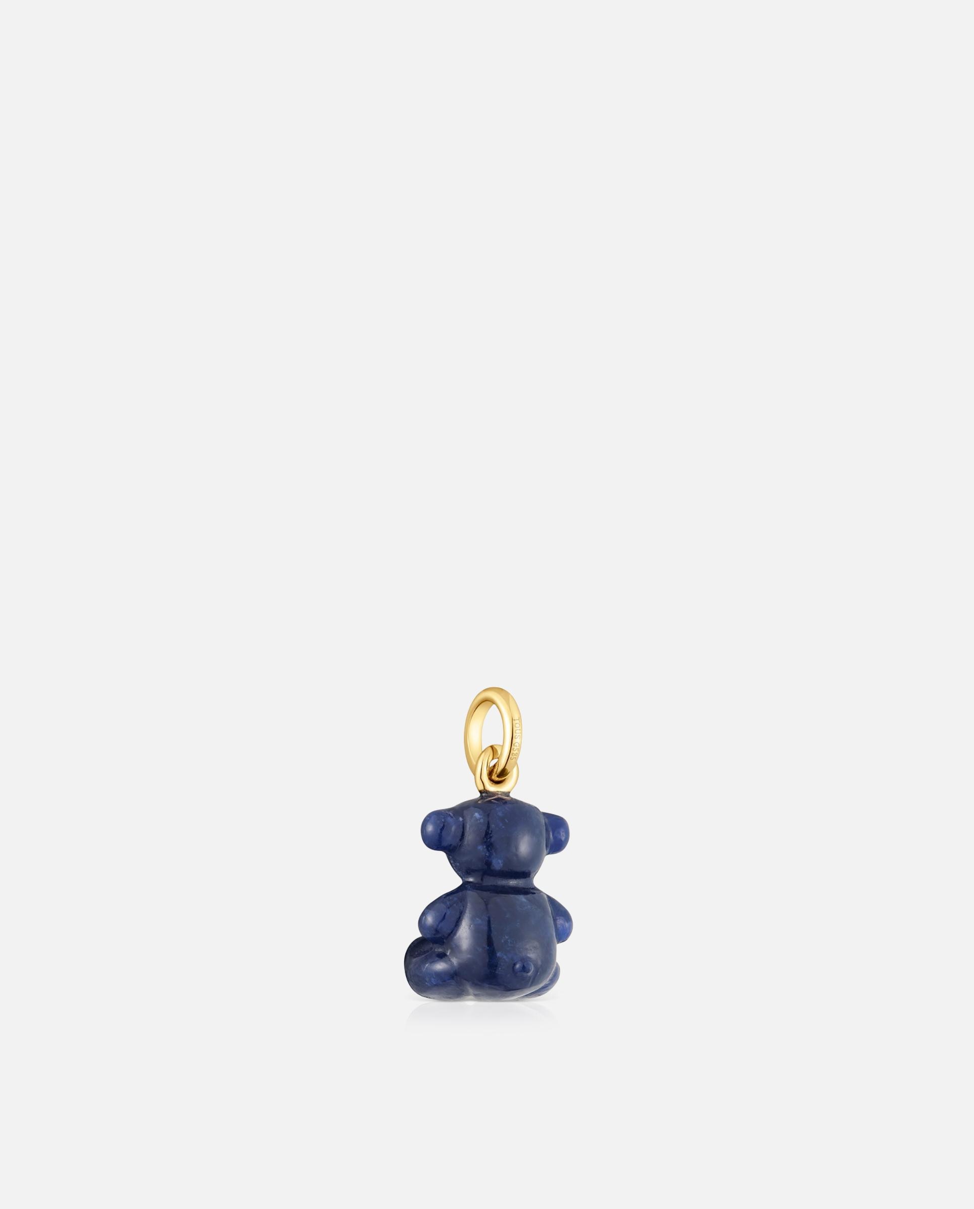 Pendentes Bold Bear Urso Pequeno com Sodalita e Ouro 14 Kt Azul-3